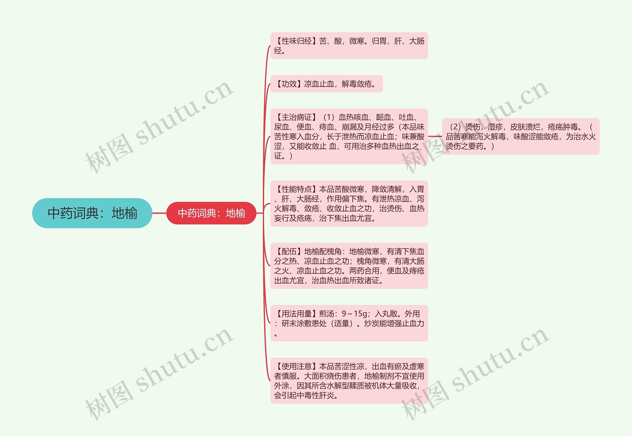 中药词典：地榆思维导图