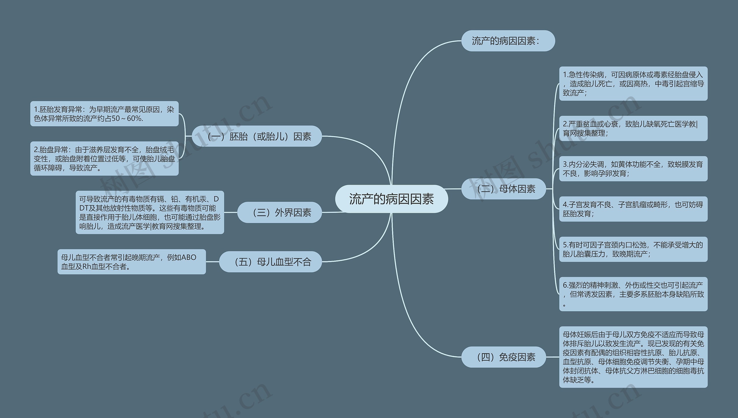 流产的病因因素思维导图