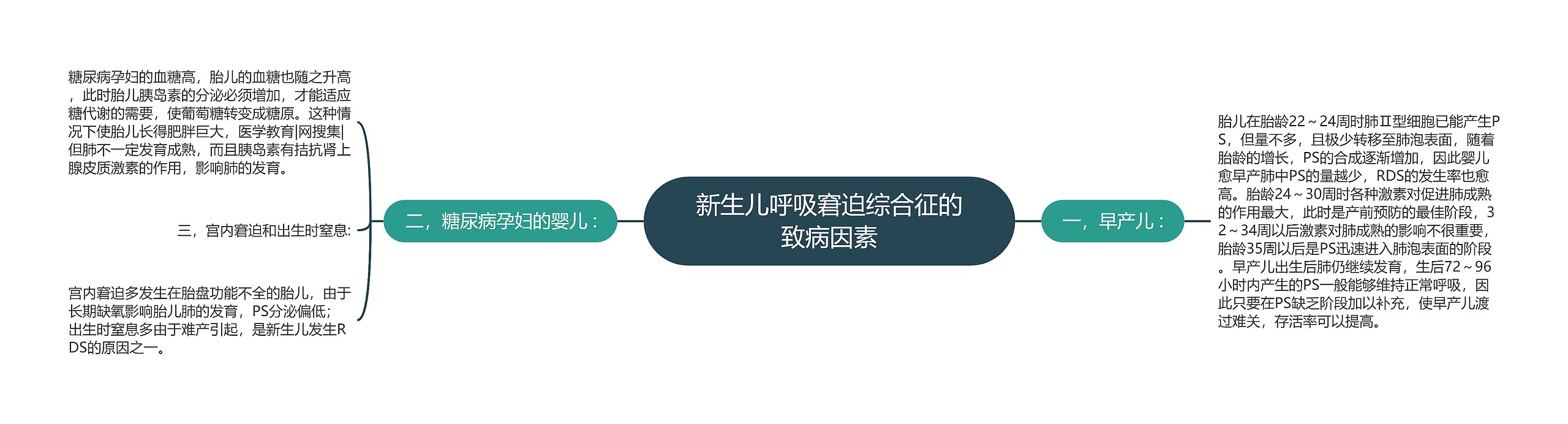 新生儿呼吸窘迫综合征的致病因素思维导图