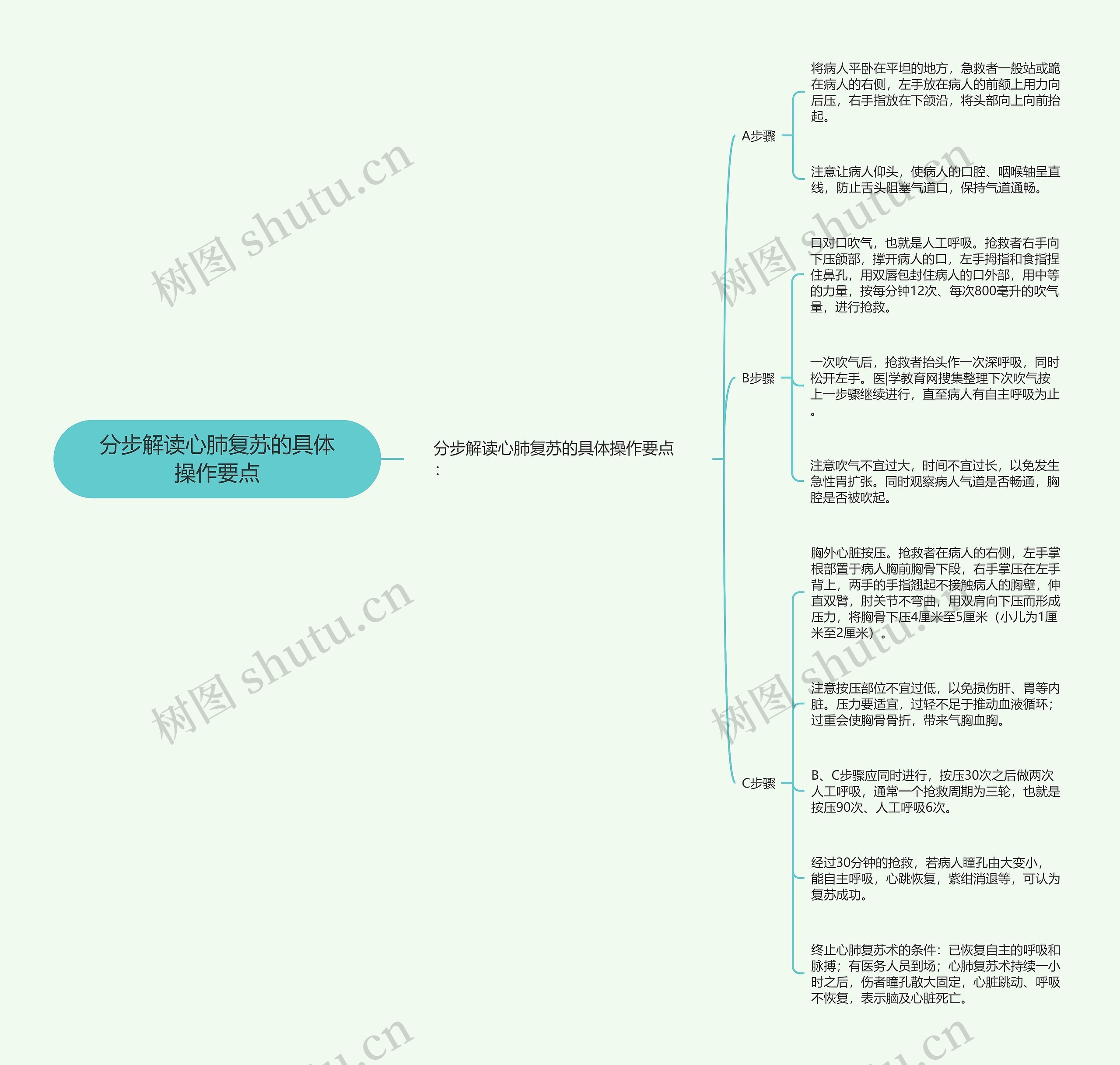 分步解读心肺复苏的具体操作要点思维导图