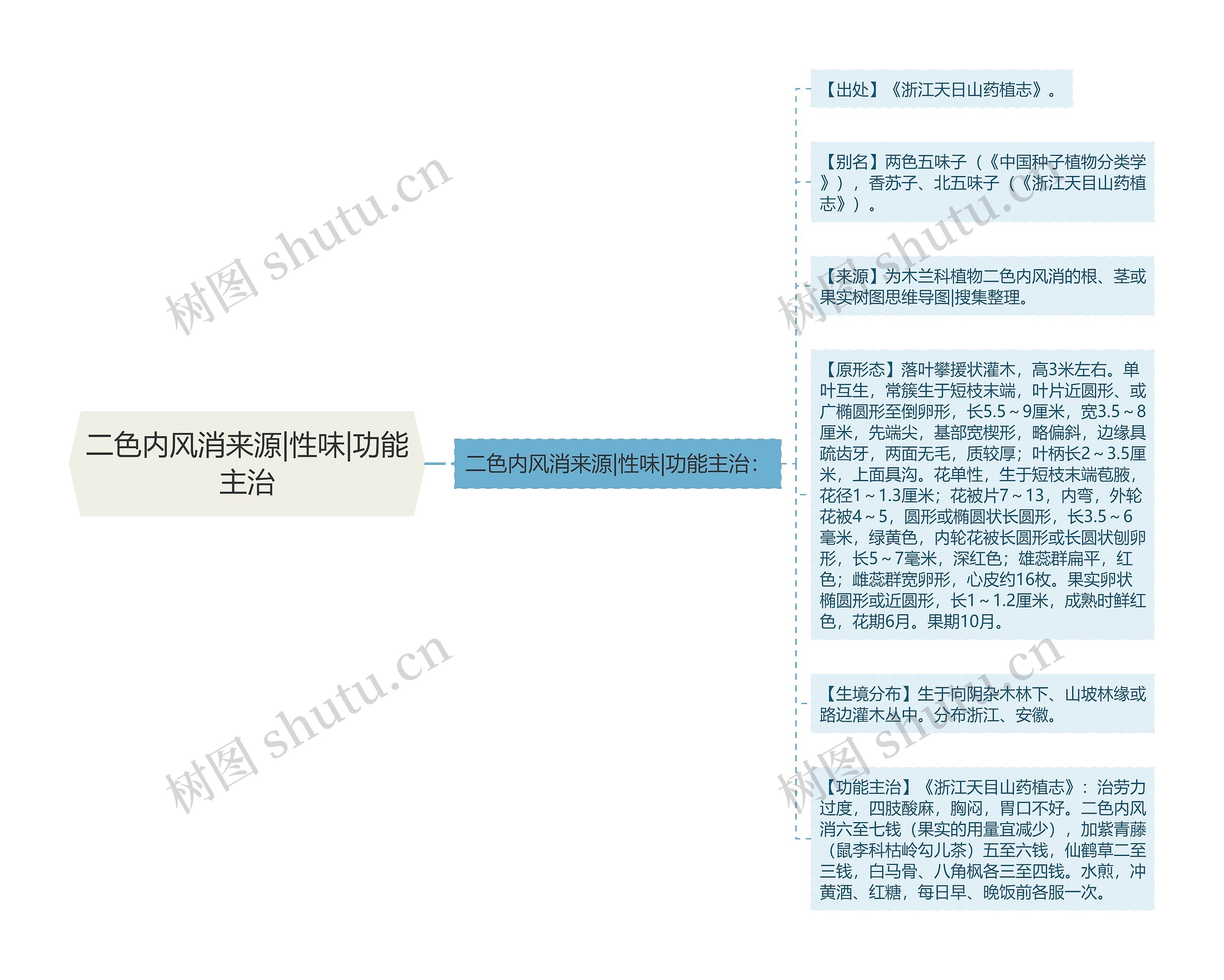 二色内风消来源|性味|功能主治思维导图
