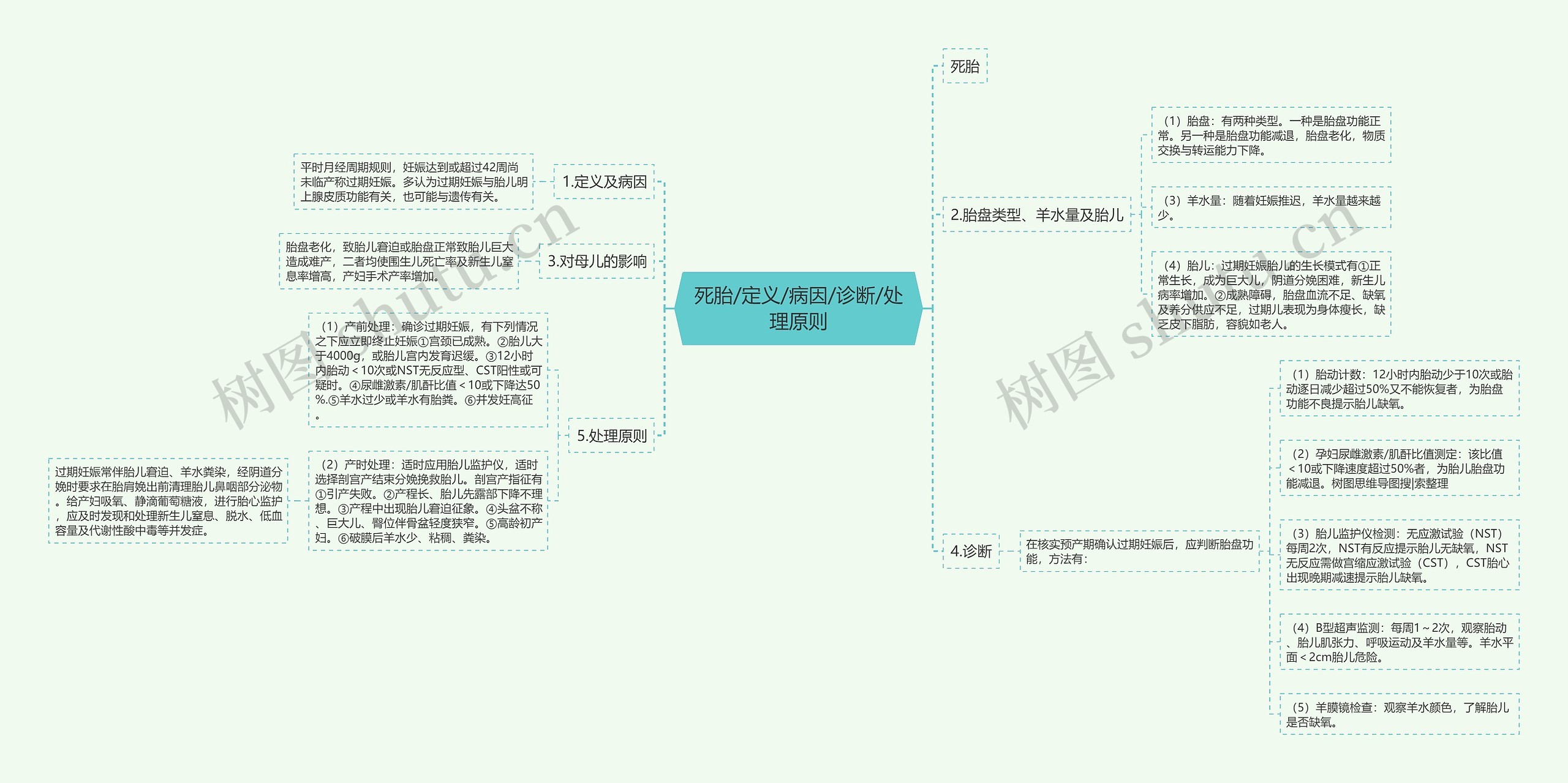 死胎/定义/病因/诊断/处理原则思维导图