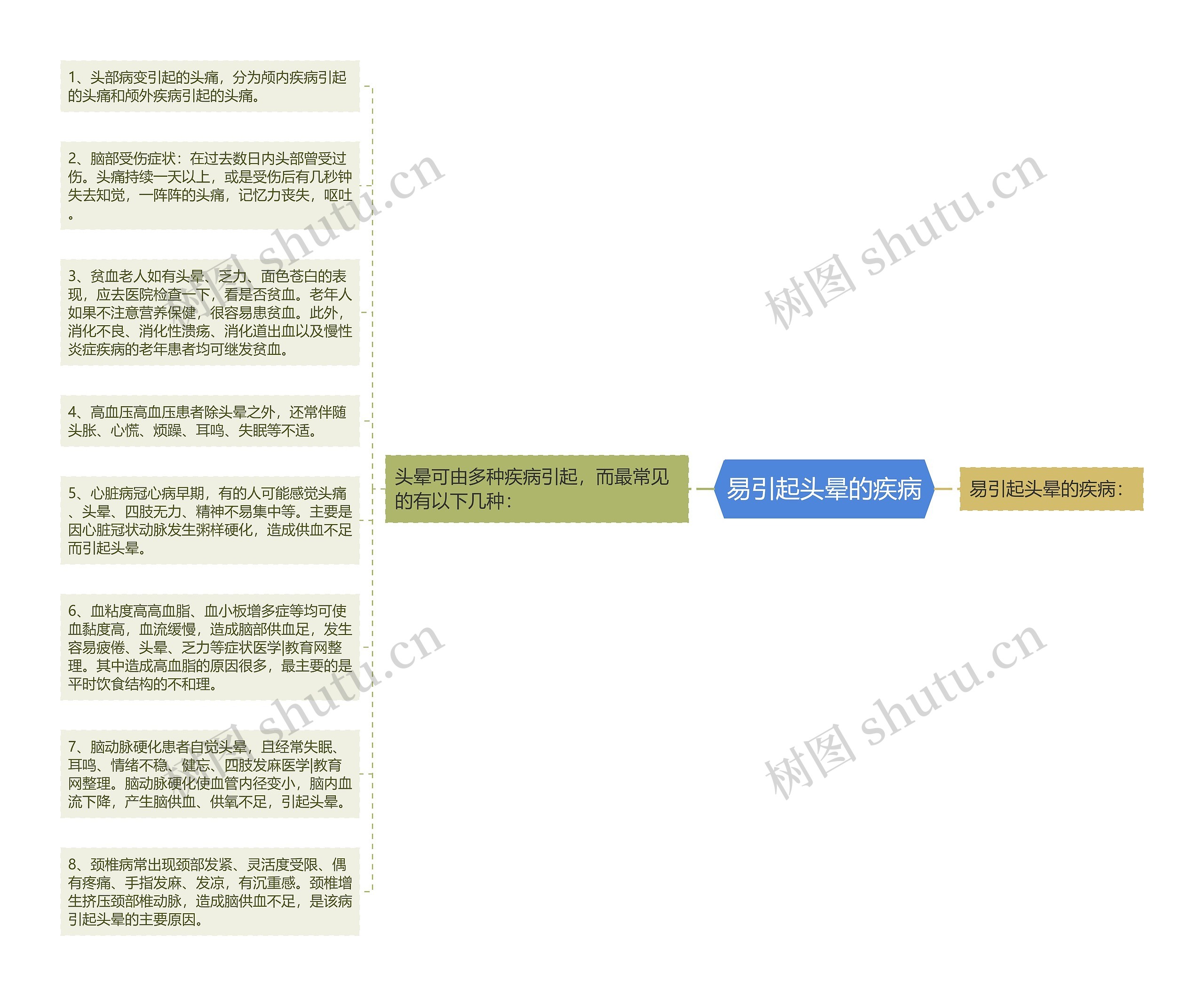 易引起头晕的疾病思维导图