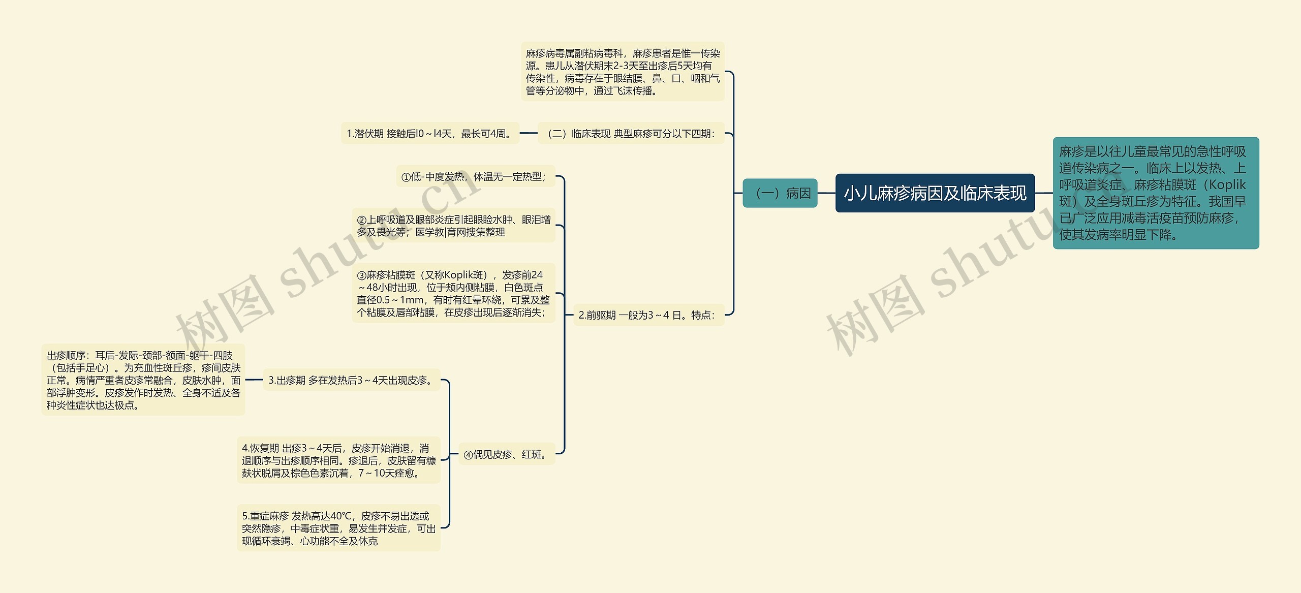 小儿麻疹病因及临床表现思维导图