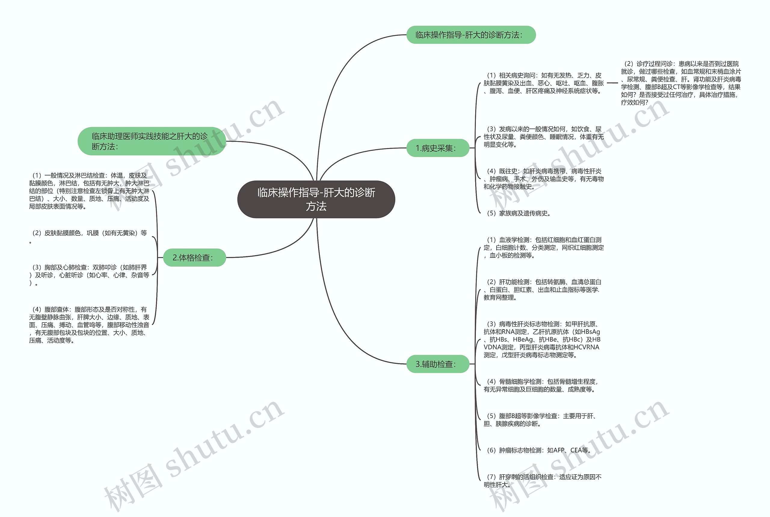 临床操作指导-肝大的诊断方法思维导图