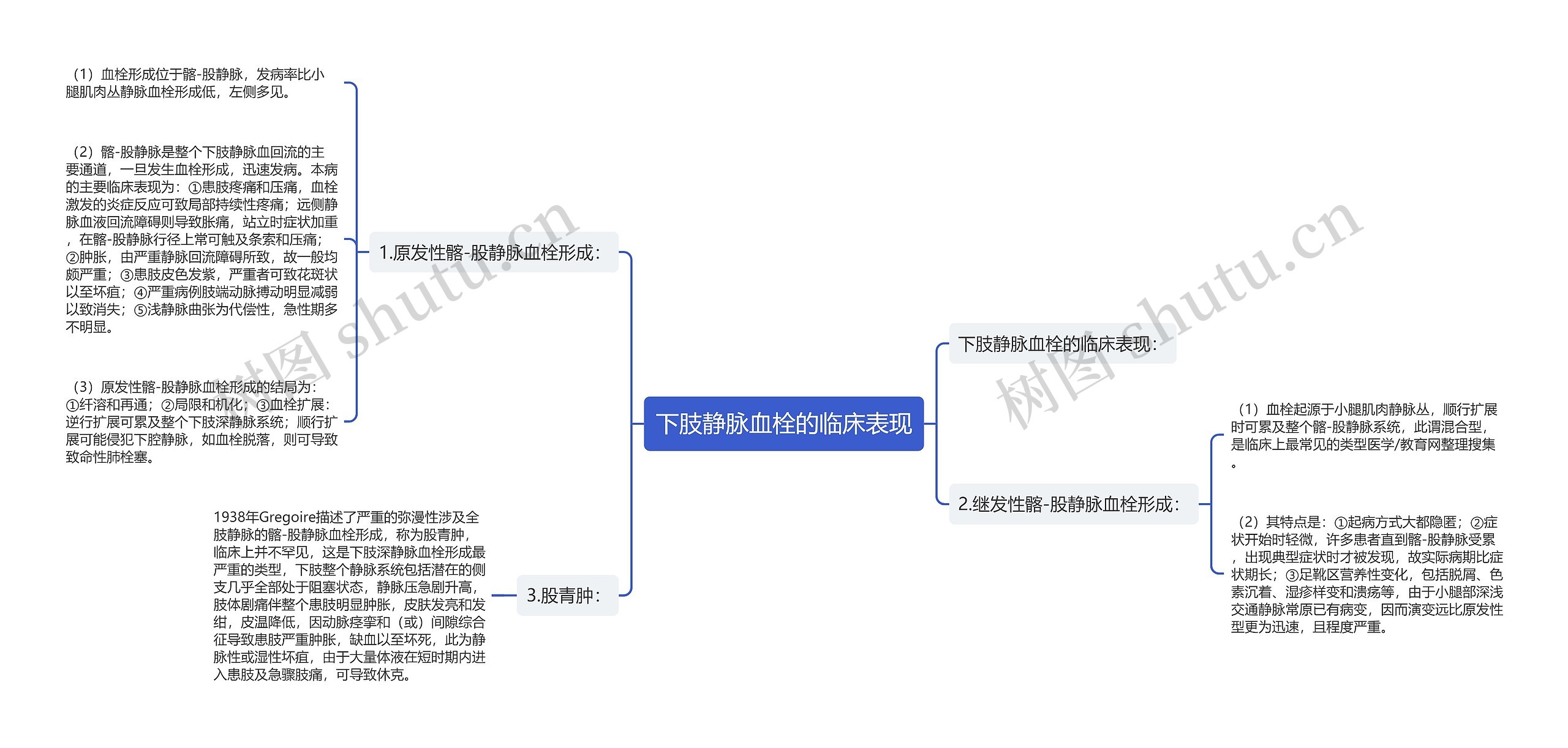 下肢静脉血栓的临床表现思维导图