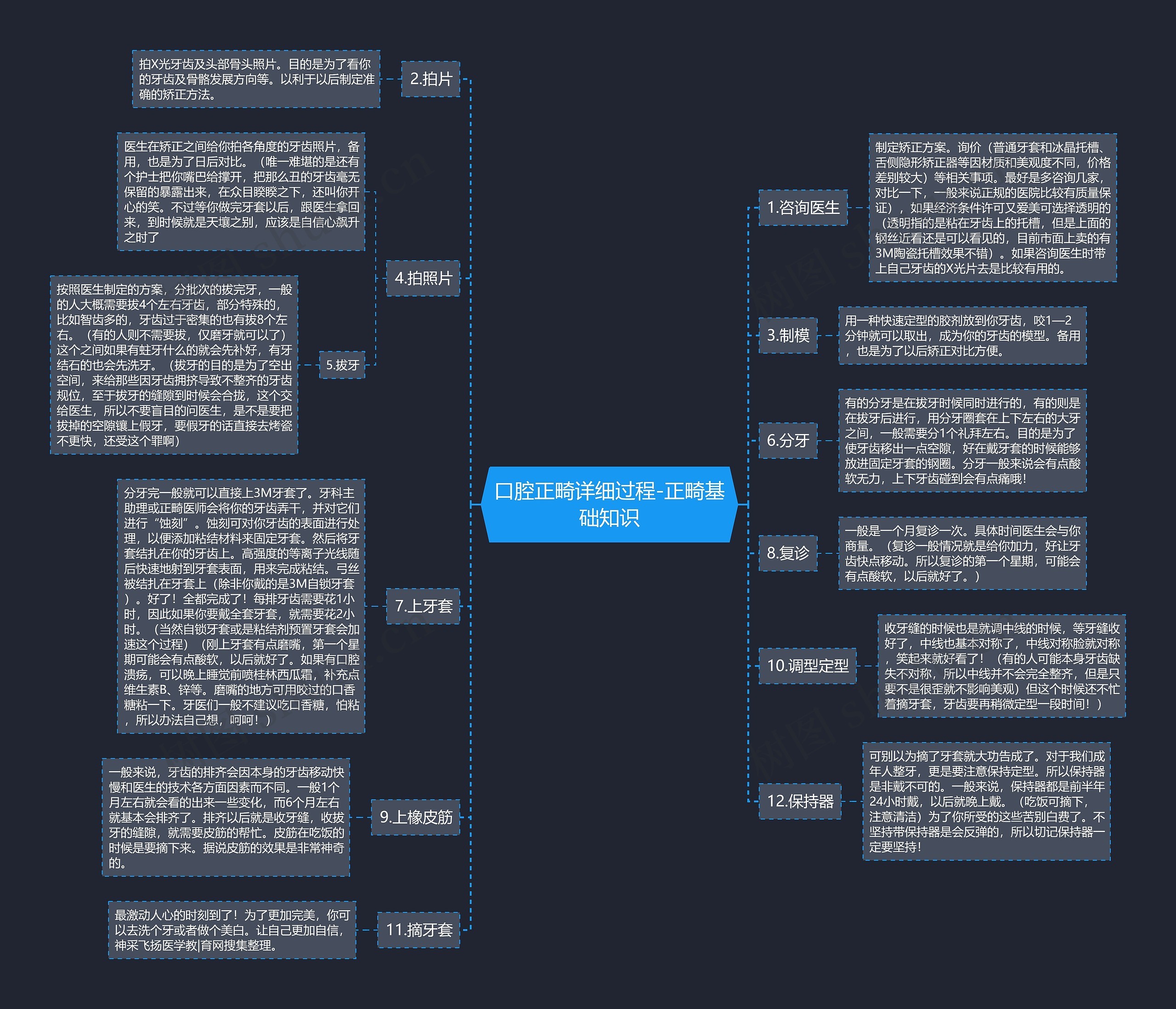 口腔正畸详细过程-正畸基础知识思维导图
