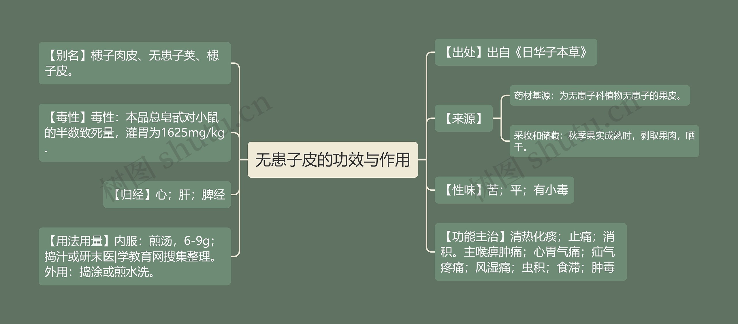 无患子皮的功效与作用思维导图