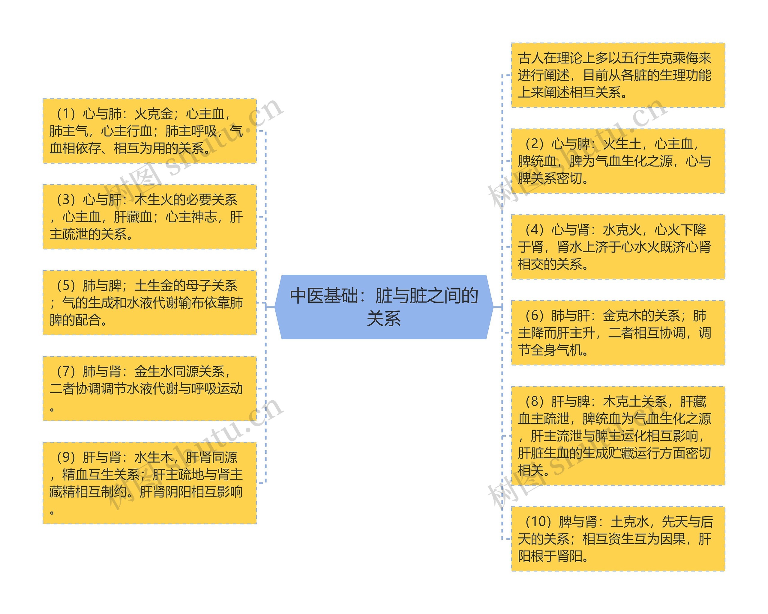 中医基础：脏与脏之间的关系思维导图