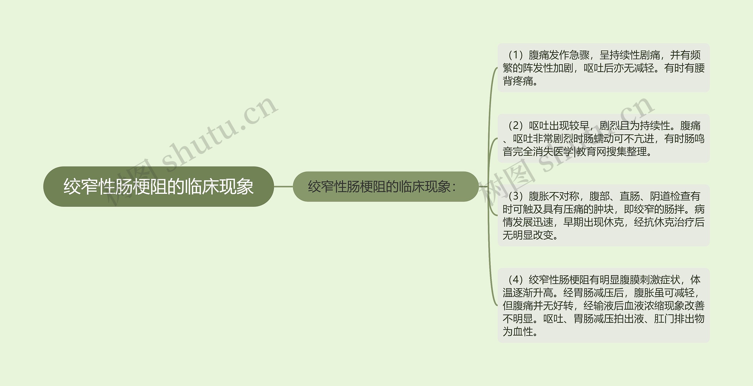 绞窄性肠梗阻的临床现象思维导图