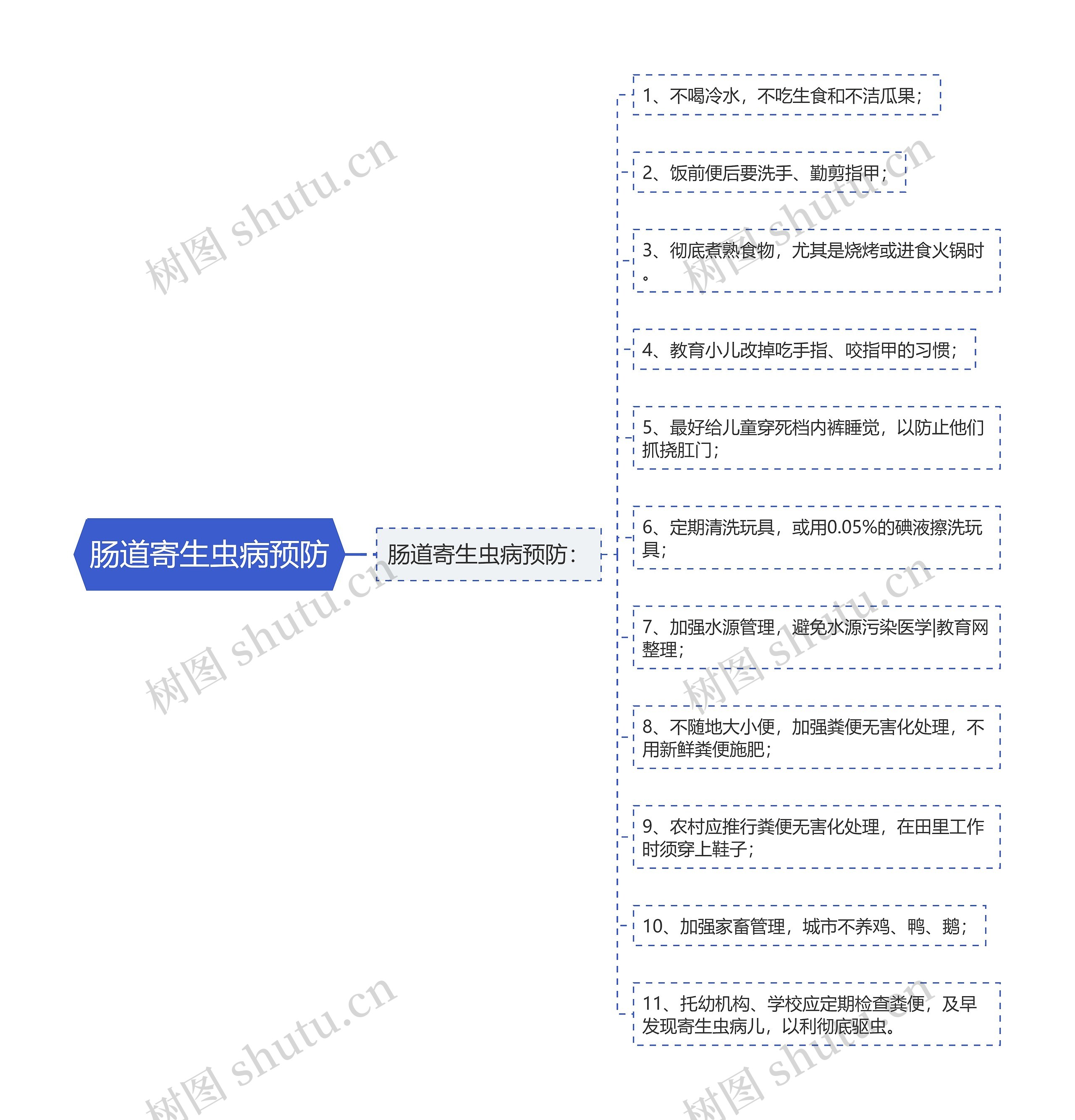 肠道寄生虫病预防思维导图