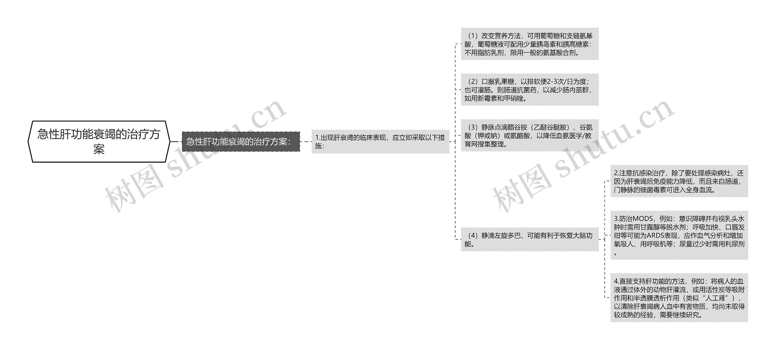 急性肝功能衰竭的治疗方案思维导图