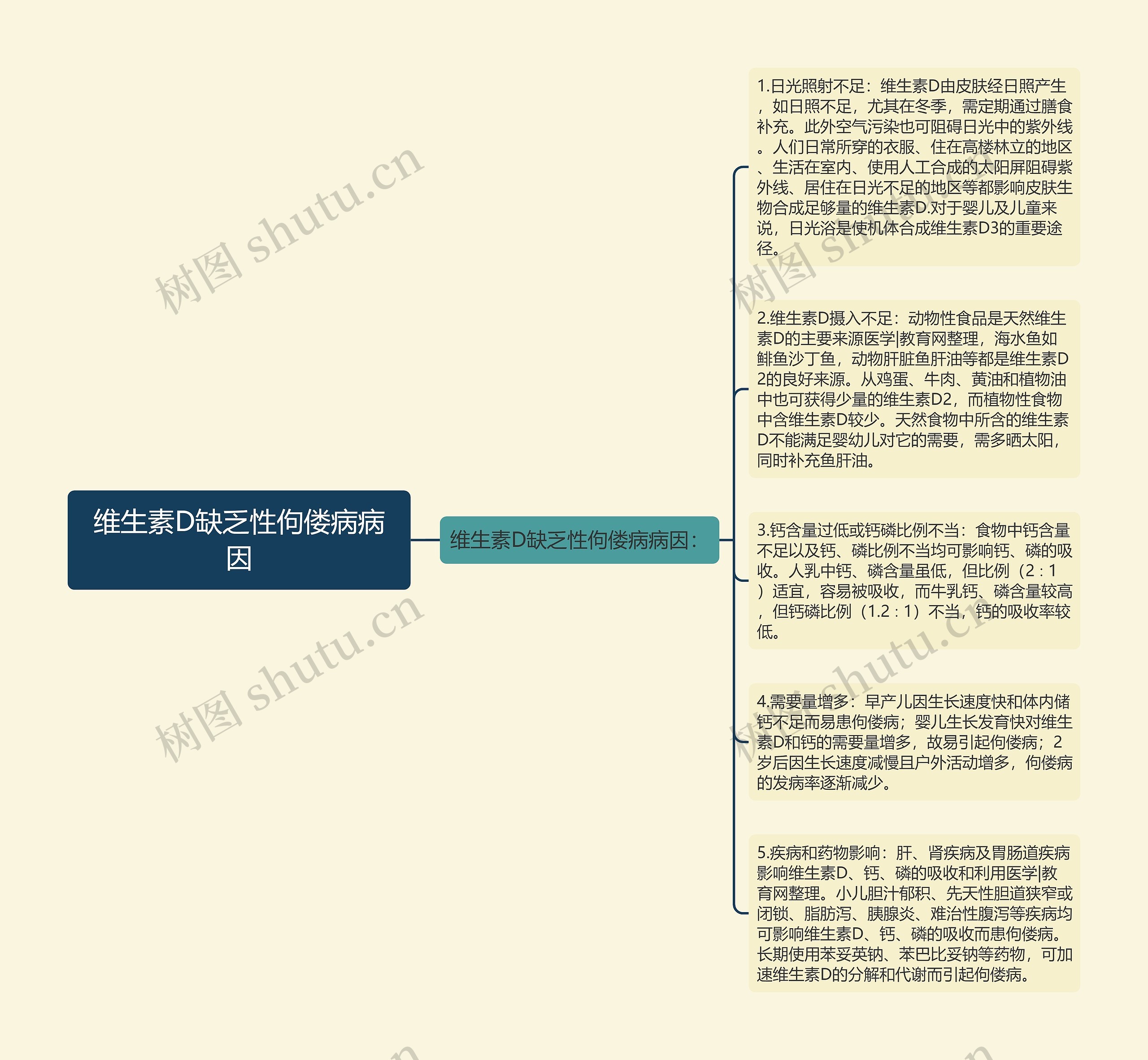 维生素D缺乏性佝偻病病因思维导图