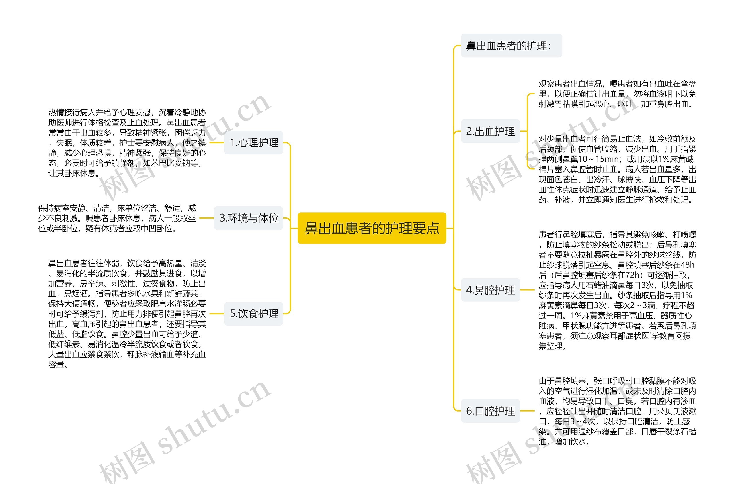 鼻出血患者的护理要点思维导图