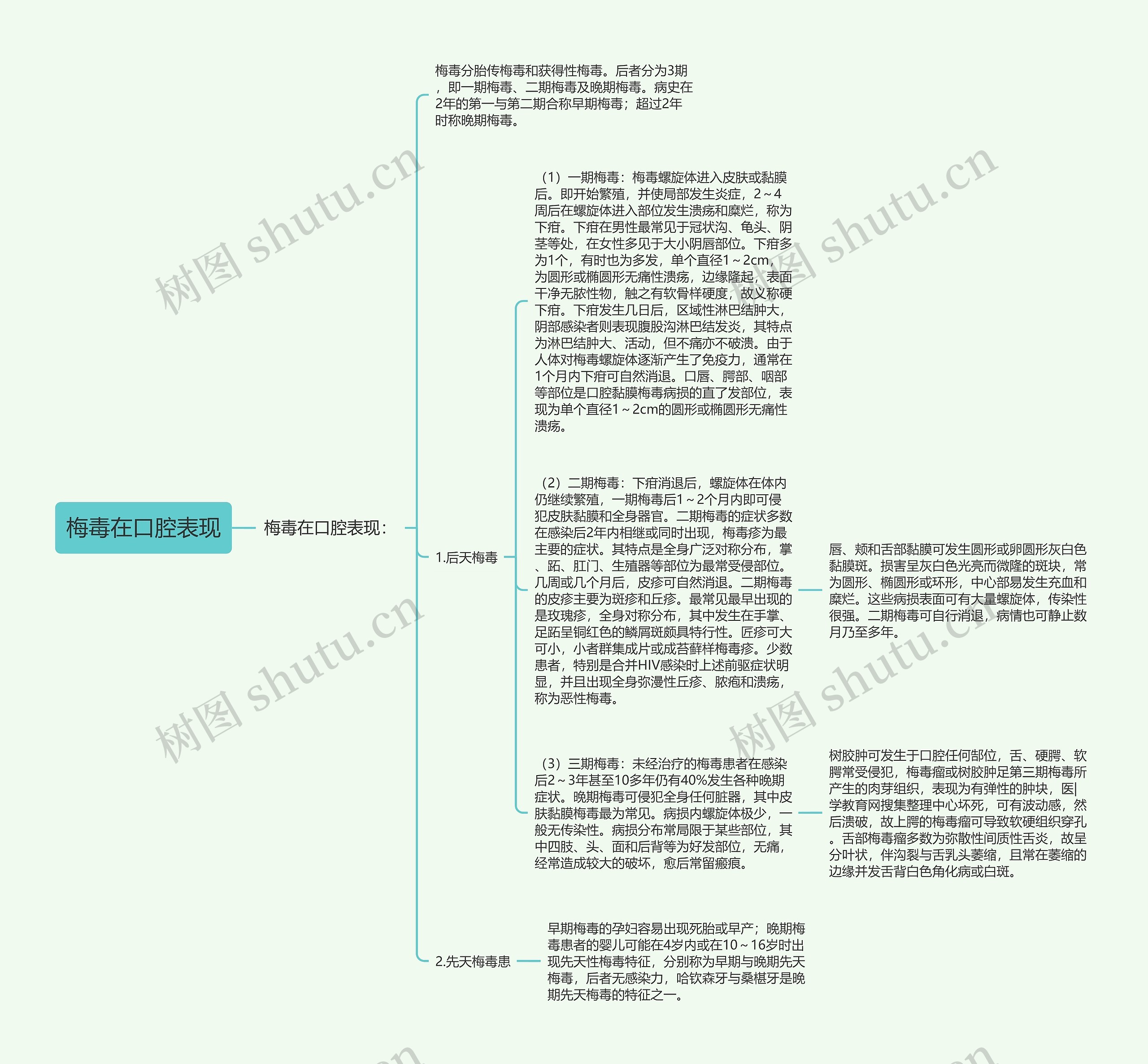 梅毒在口腔表现思维导图