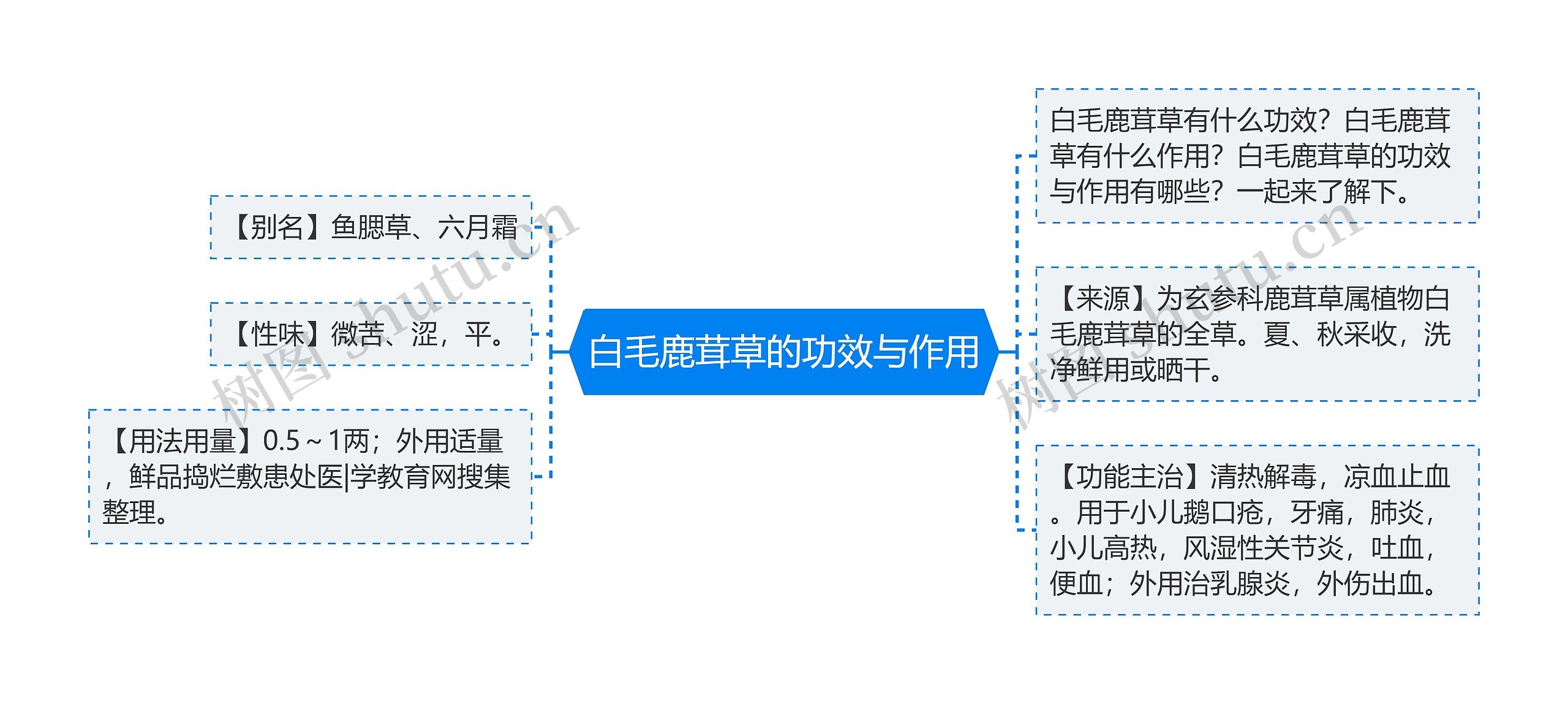 白毛鹿茸草的功效与作用思维导图