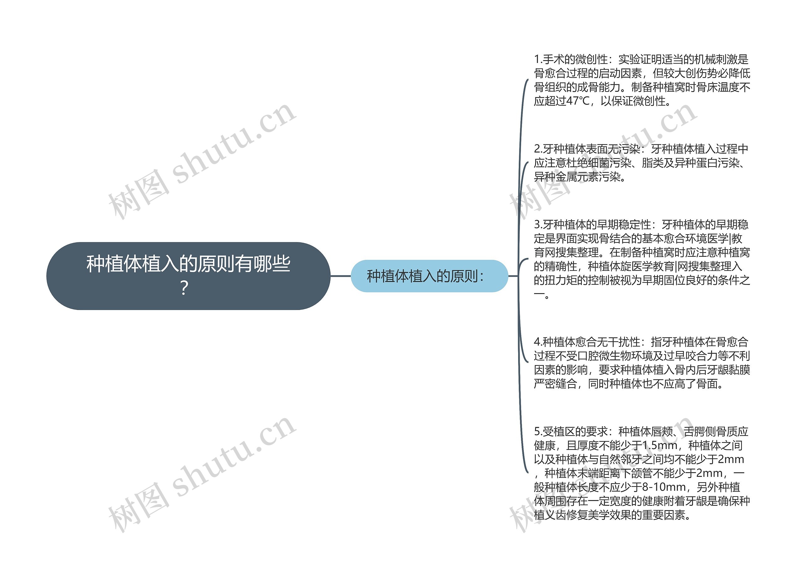 种植体植入的原则有哪些？思维导图