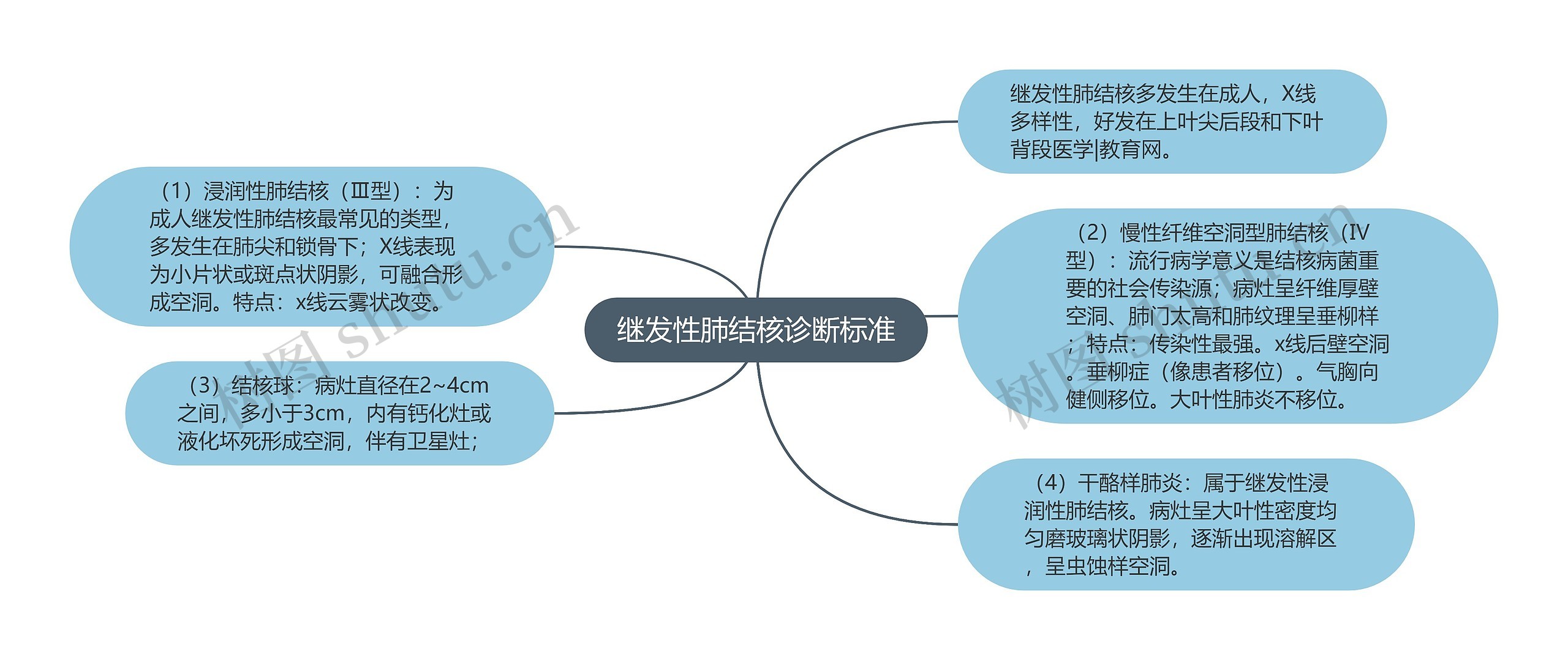 继发性肺结核诊断标准思维导图