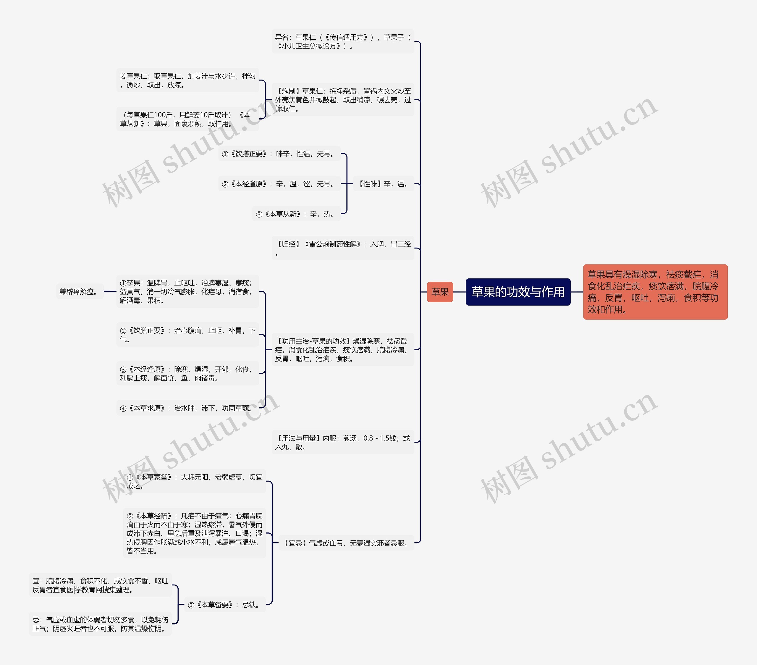 草果的功效与作用思维导图