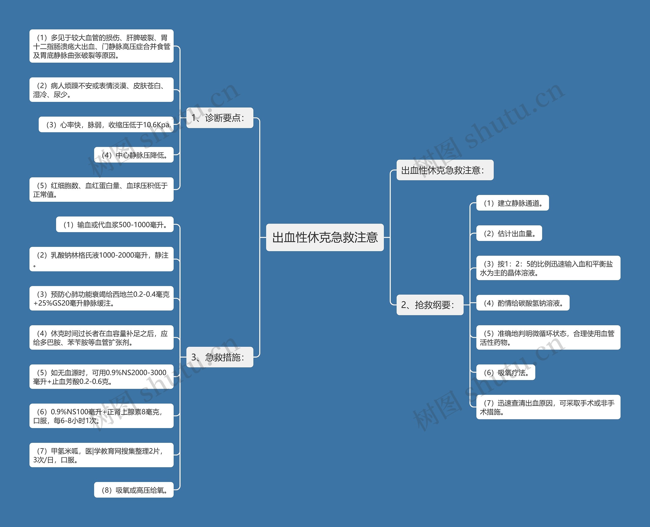 出血性休克急救注意思维导图