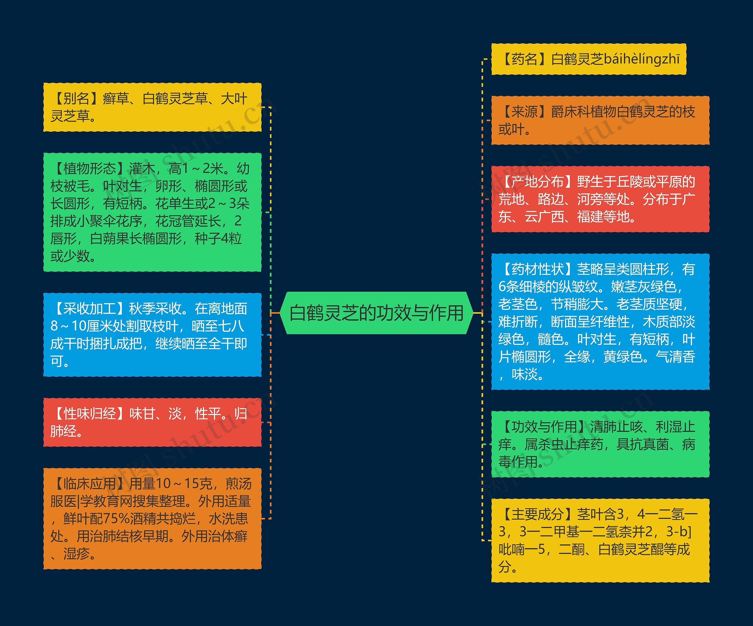 白鹤灵芝的功效与作用思维导图