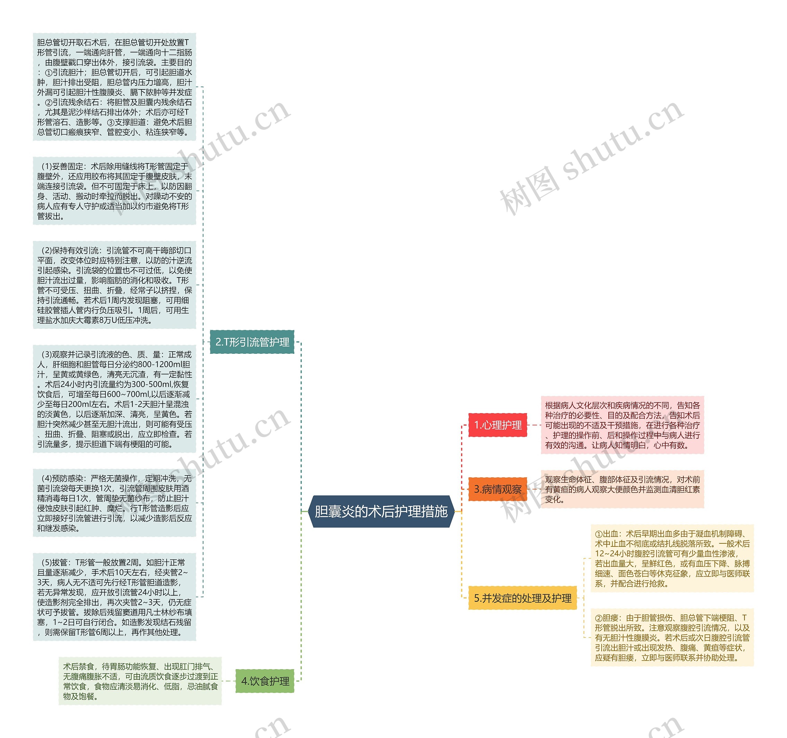 胆囊炎的术后护理措施思维导图