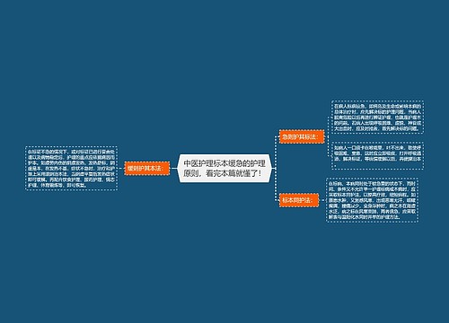 中医护理标本缓急的护理原则，看完本篇就懂了！