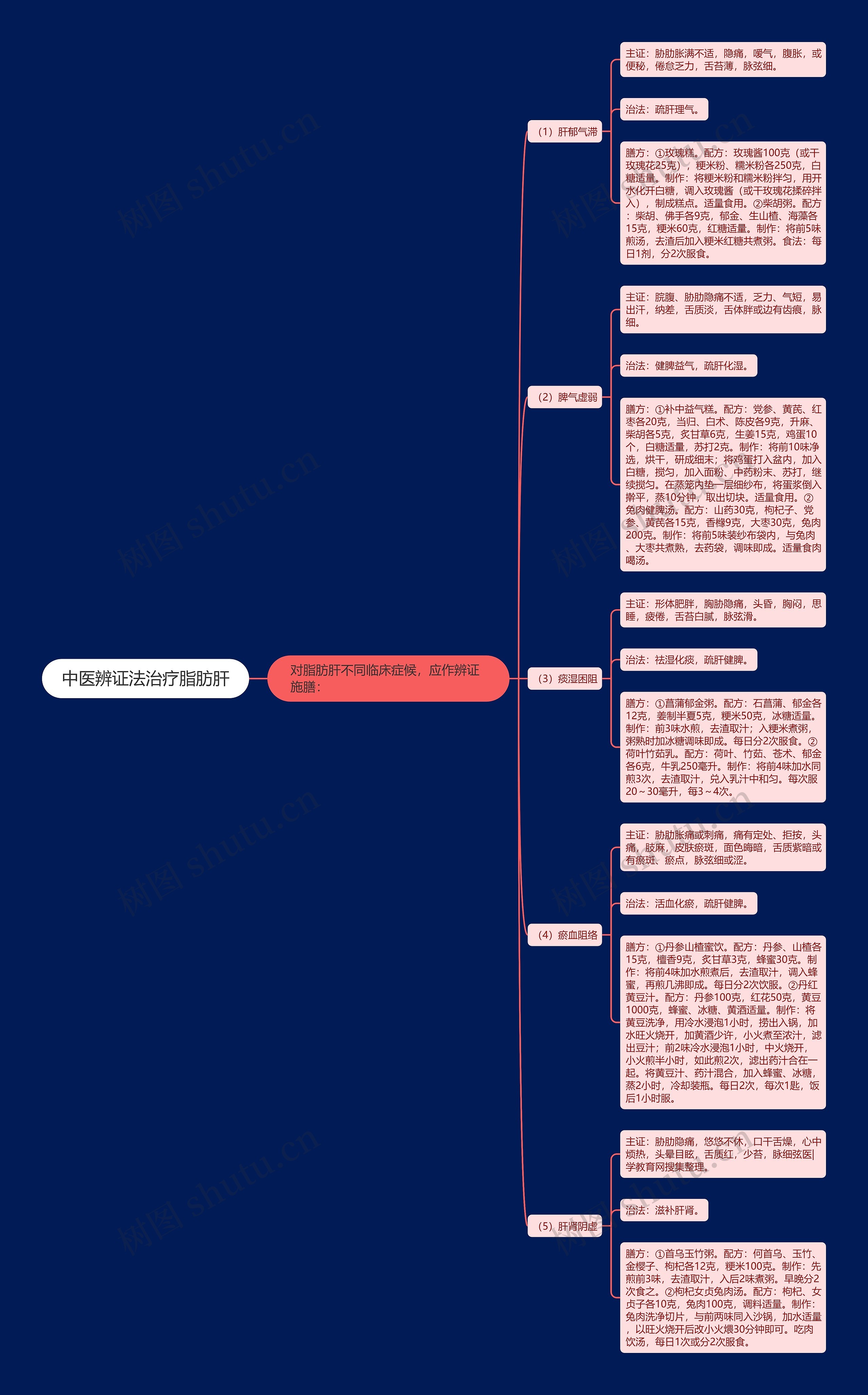 中医辨证法治疗脂肪肝思维导图