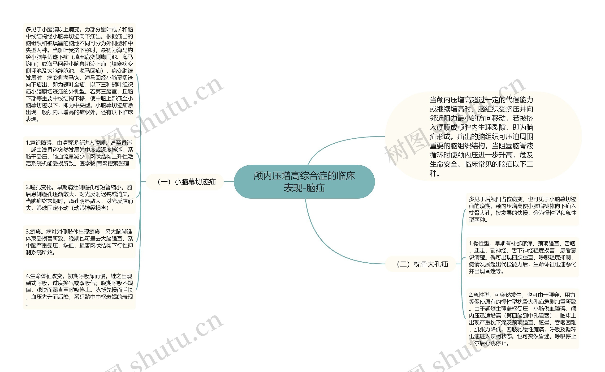 颅内压增高综合症的临床表现-脑疝思维导图