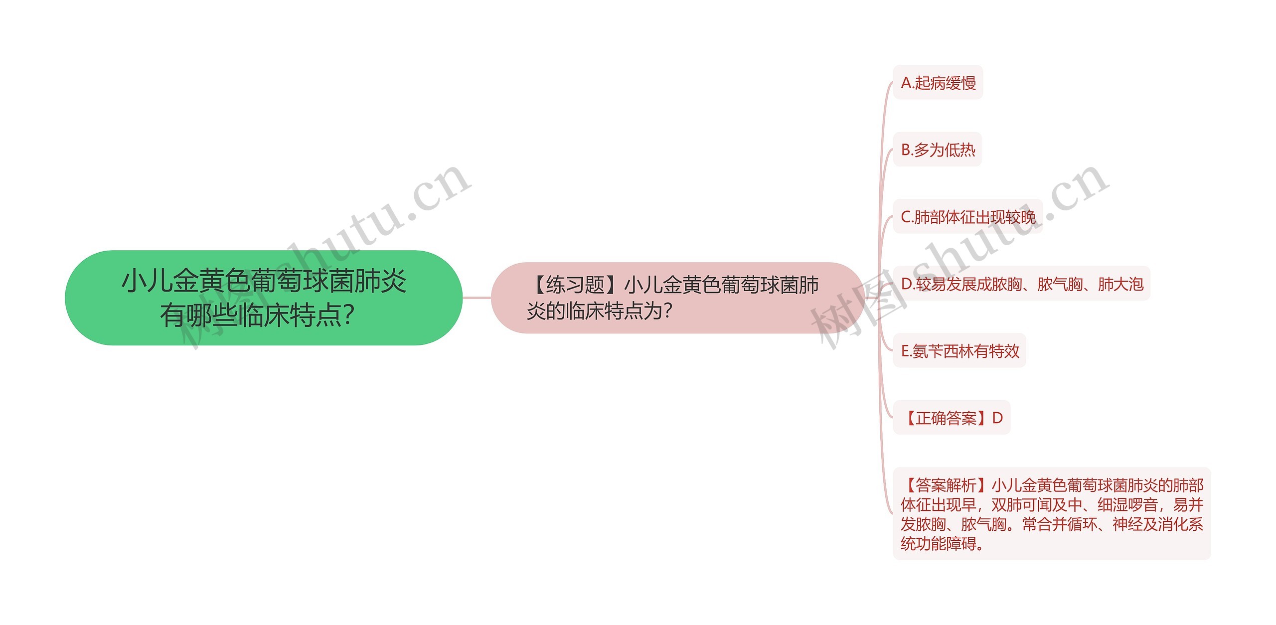 小儿金黄色葡萄球菌肺炎有哪些临床特点？思维导图