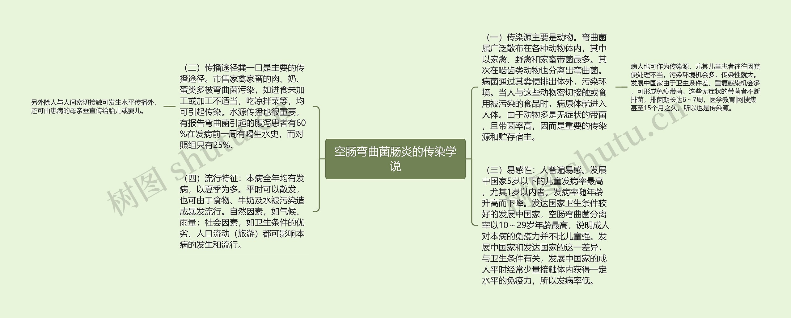 空肠弯曲菌肠炎的传染学说思维导图