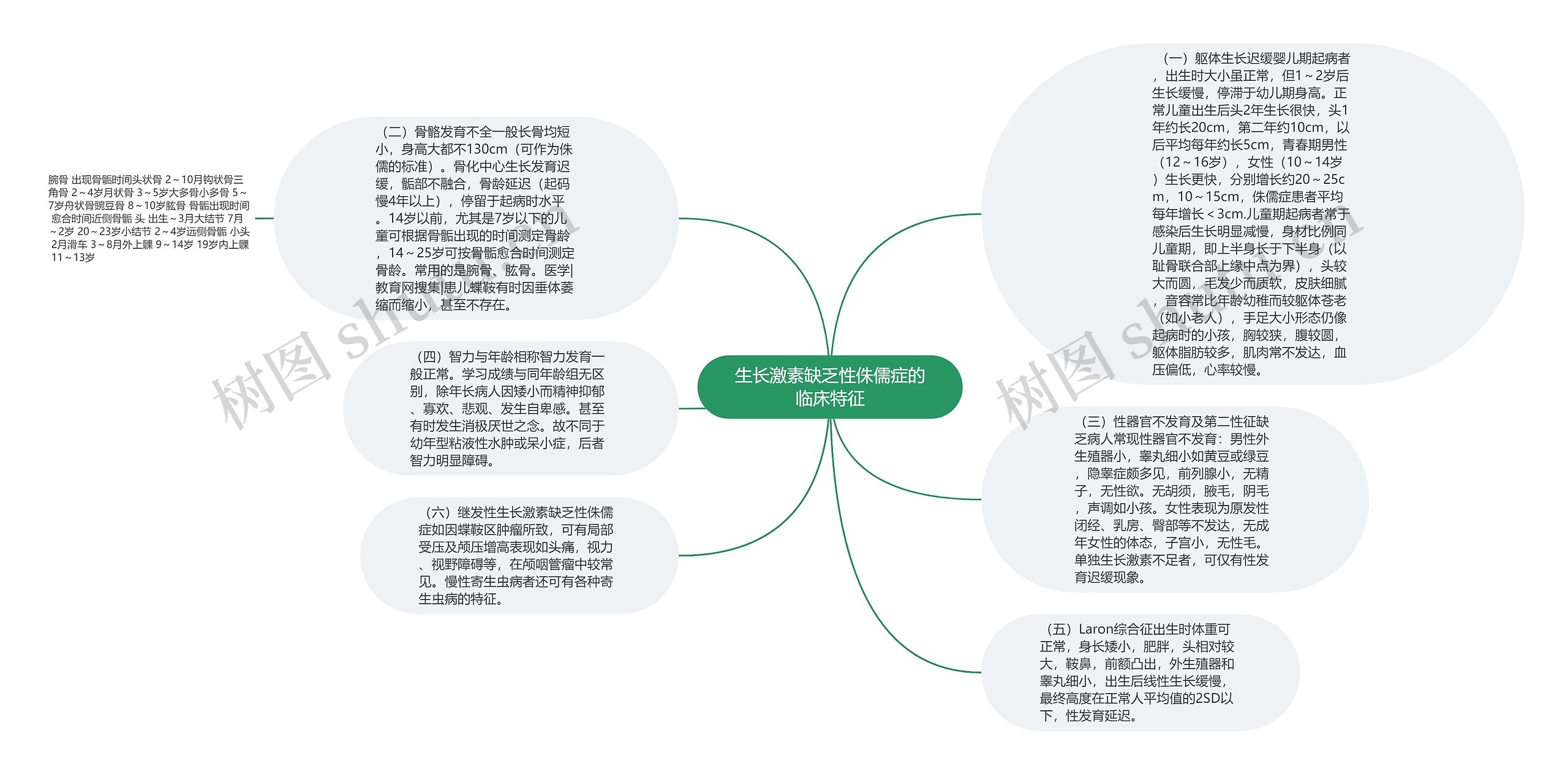 生长激素缺乏性侏儒症的临床特征思维导图