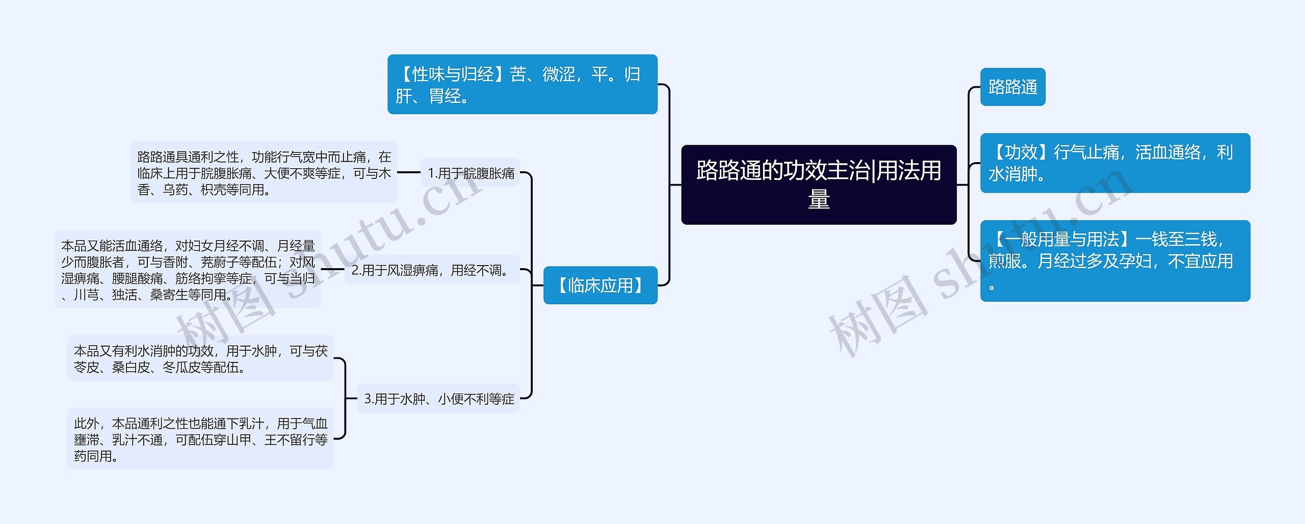 路路通的功效主治|用法用量思维导图