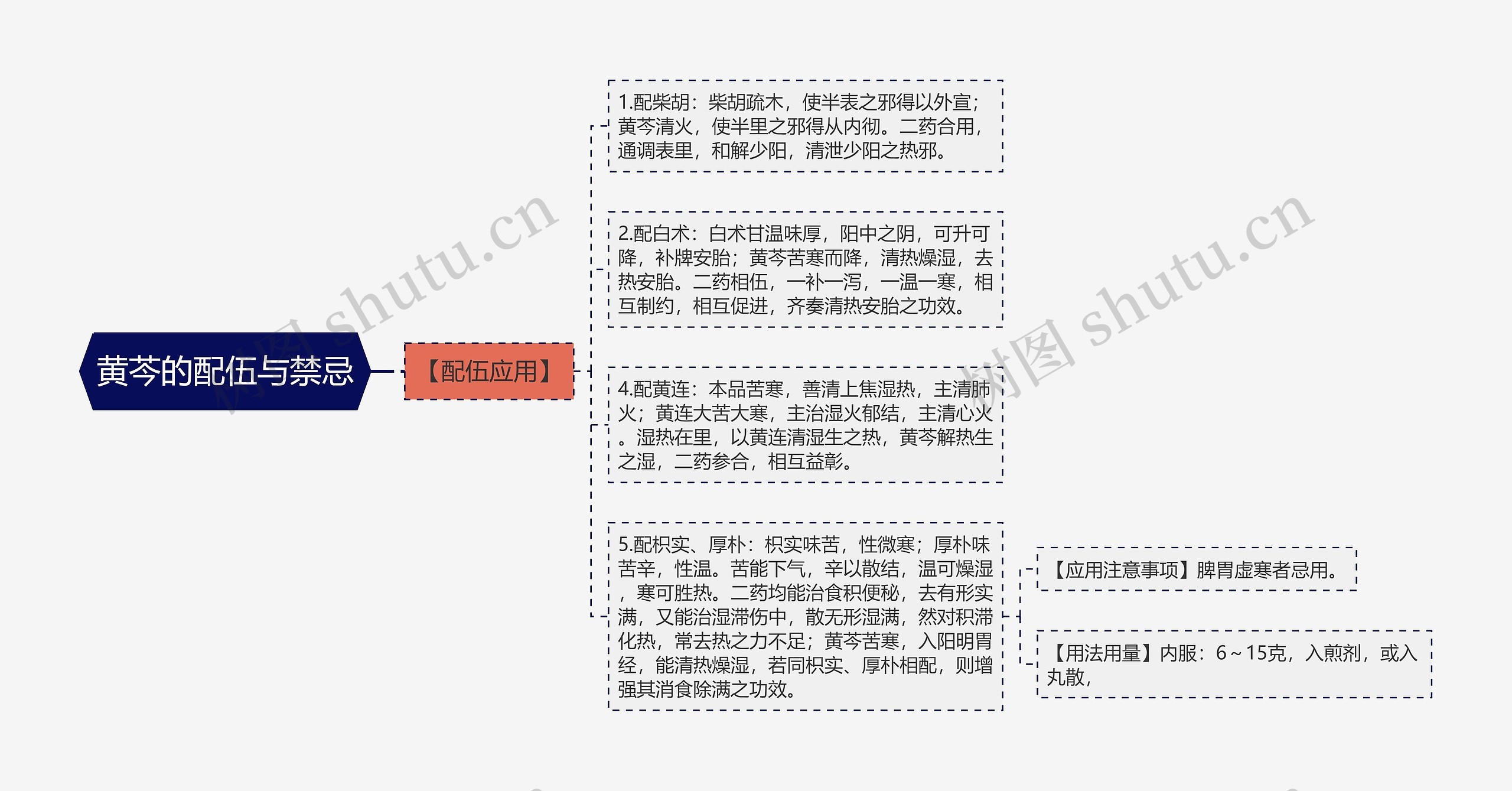 黄芩的配伍与禁忌思维导图