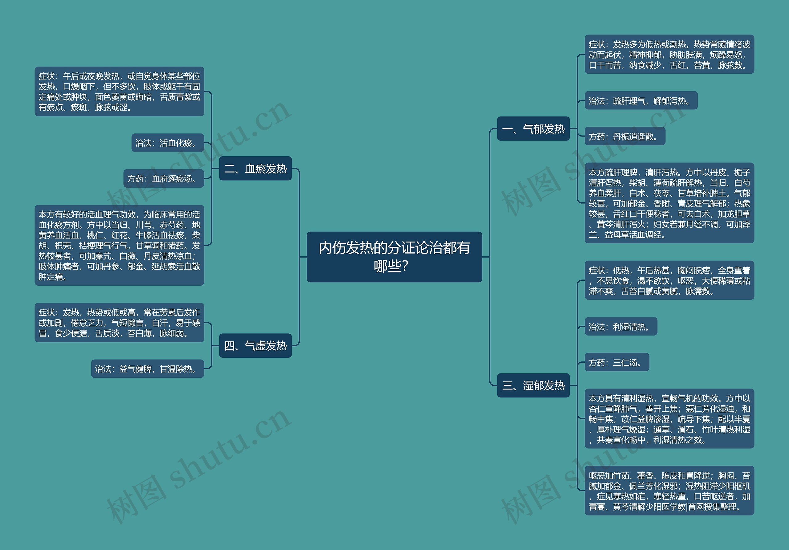 内伤发热的分证论治都有哪些？思维导图