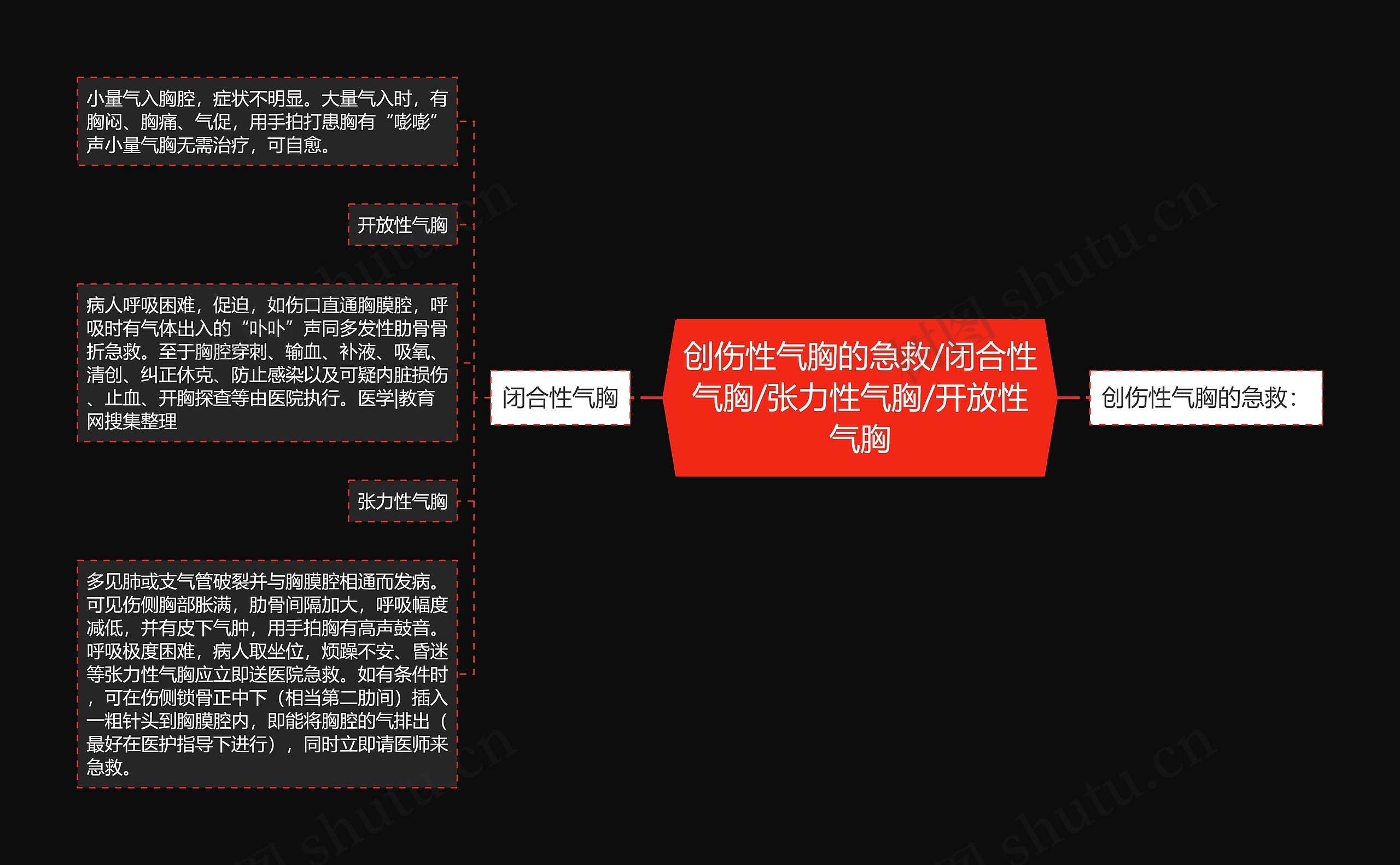 创伤性气胸的急救/闭合性气胸/张力性气胸/开放性气胸 创伤性气胸的急救/闭合性气胸/张力性气胸/开放性气胸