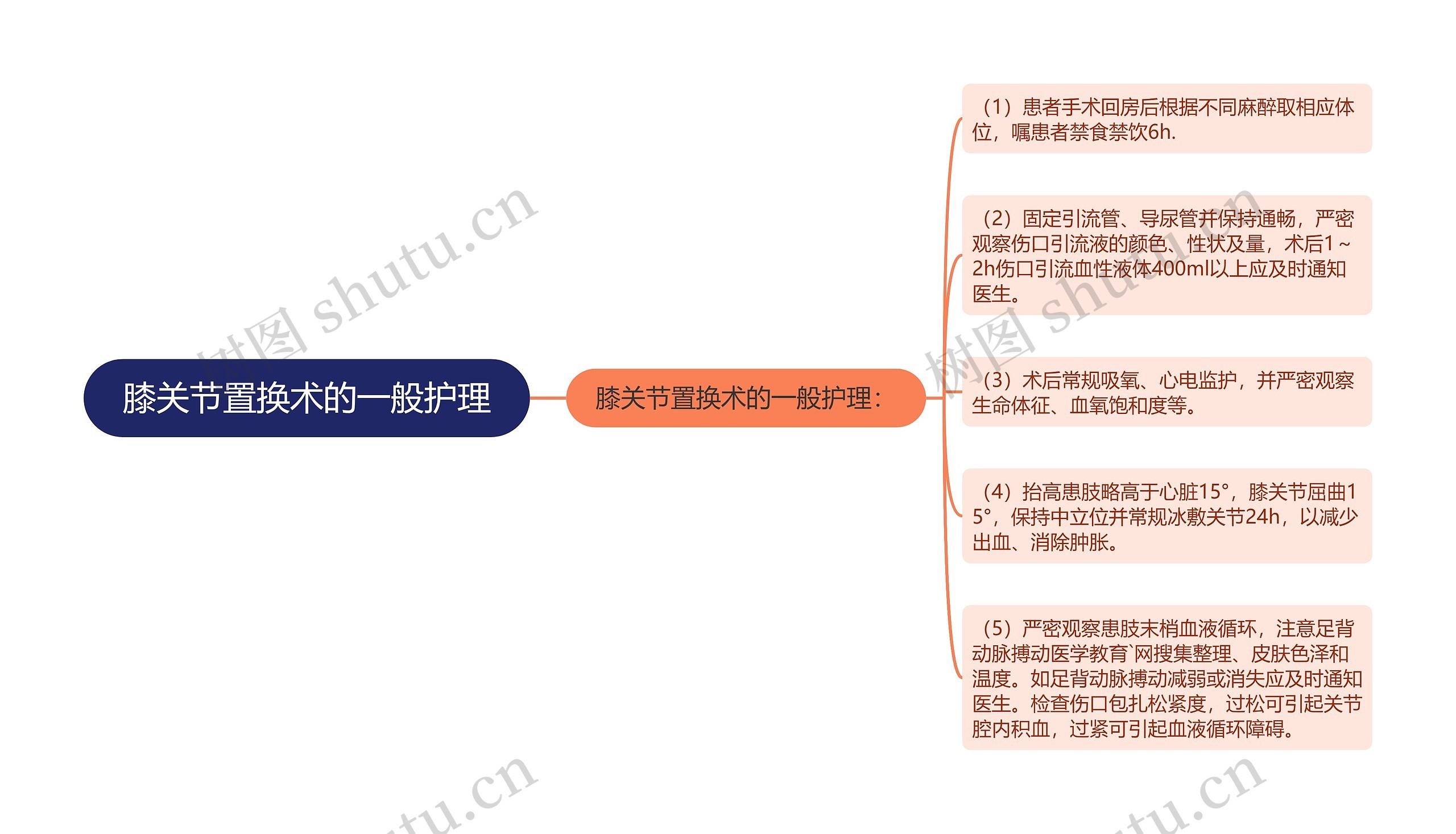 膝关节置换术的一般护理思维导图