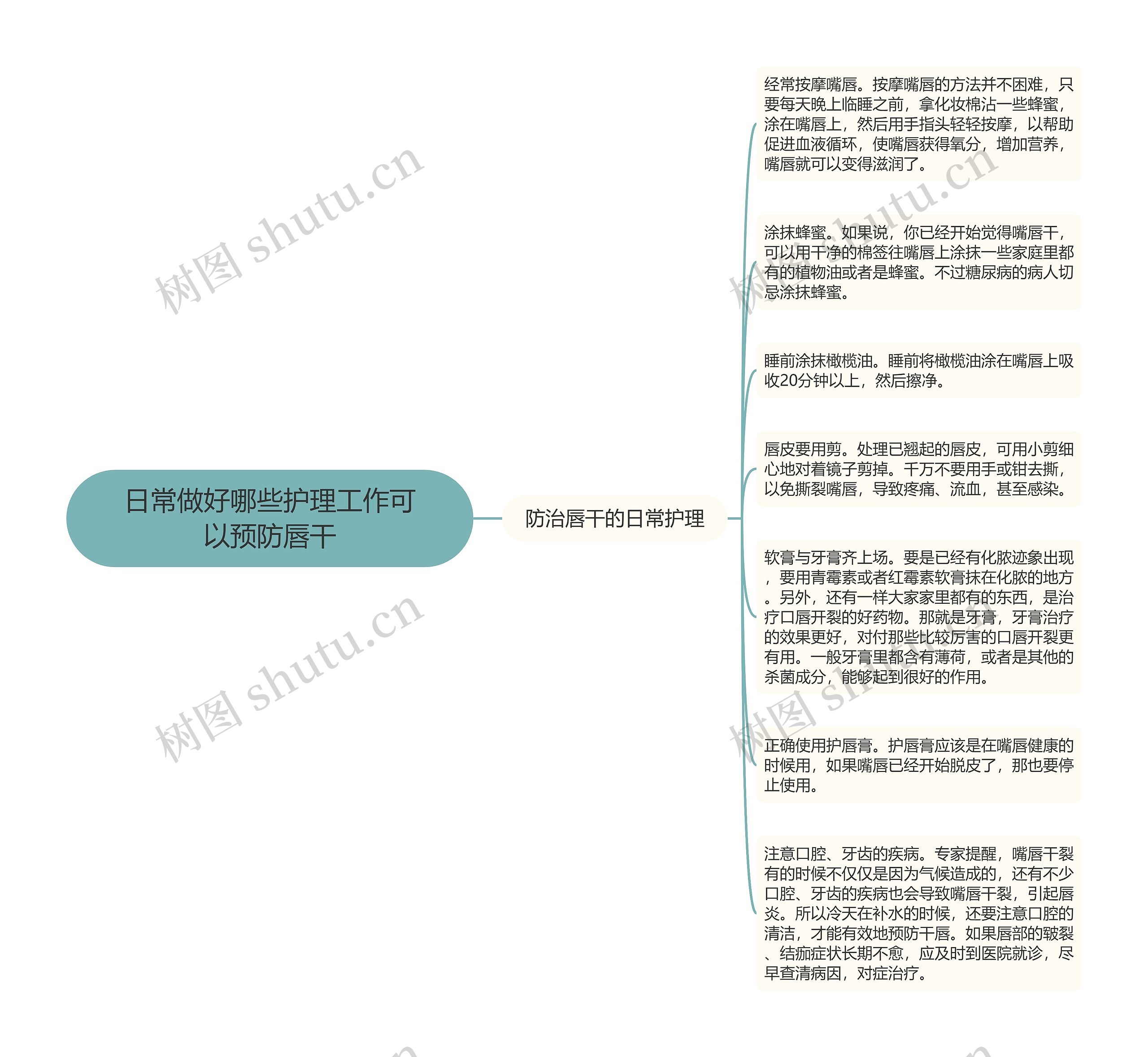 日常做好哪些护理工作可以预防唇干思维导图