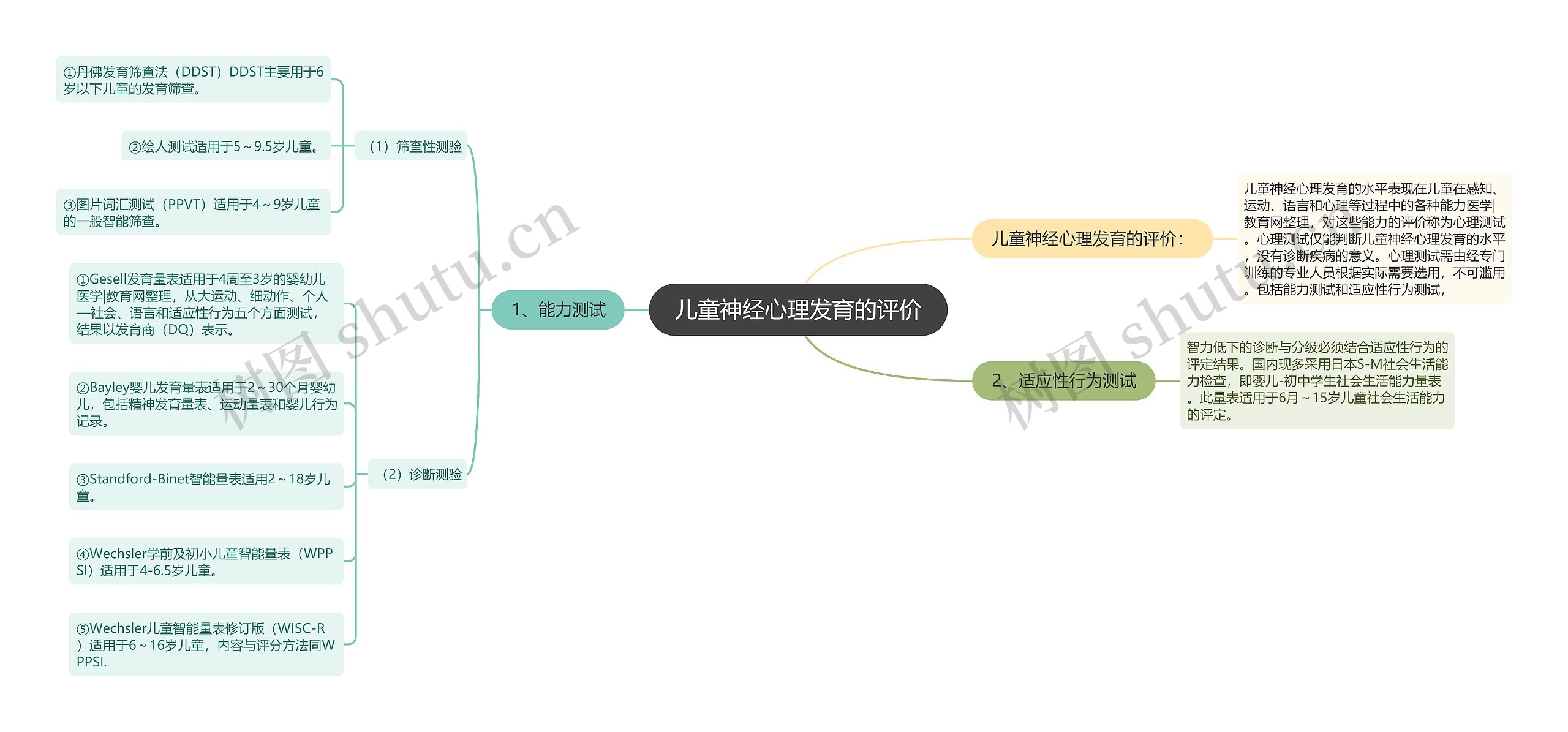 儿童神经心理发育的评价思维导图