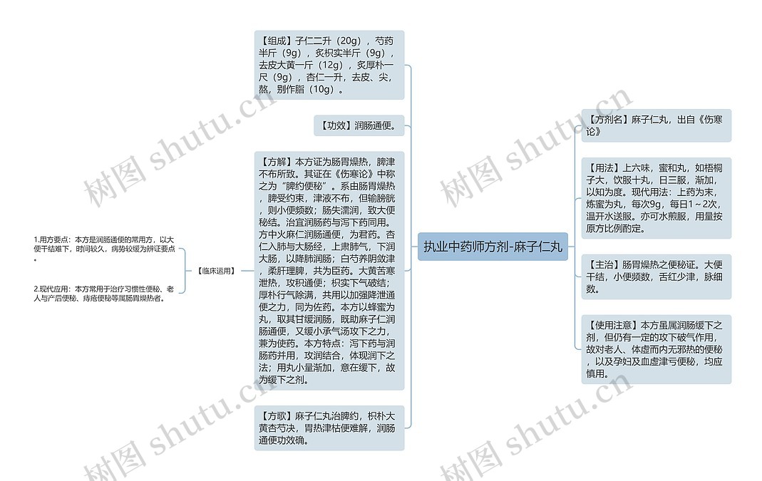 执业中药师方剂-麻子仁丸思维导图_编号p6779081-TreeMind树图