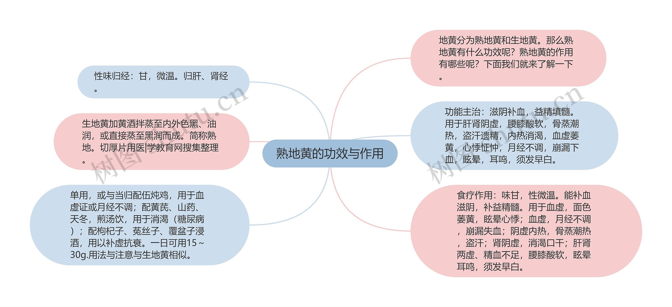 熟地黄的功效与作用思维导图