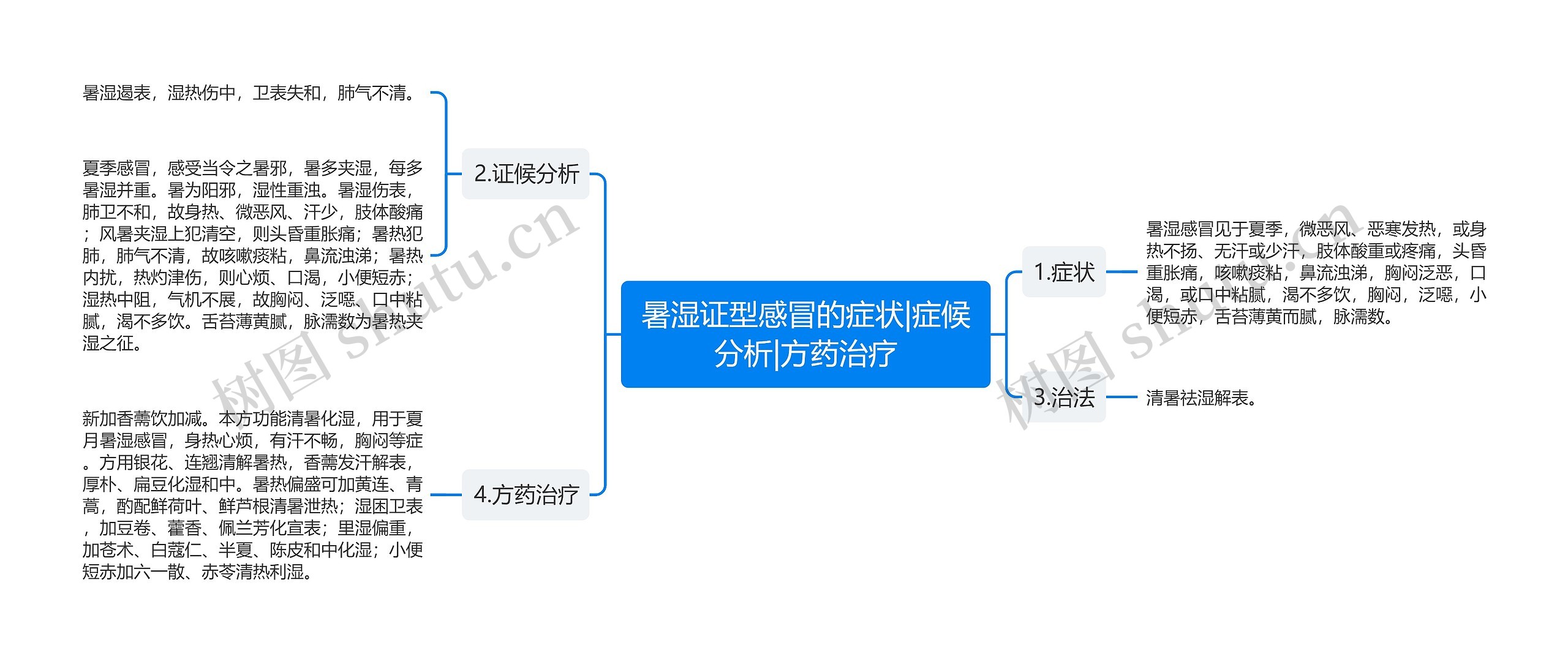 暑湿证型感冒的症状|症候分析|方药治疗思维导图