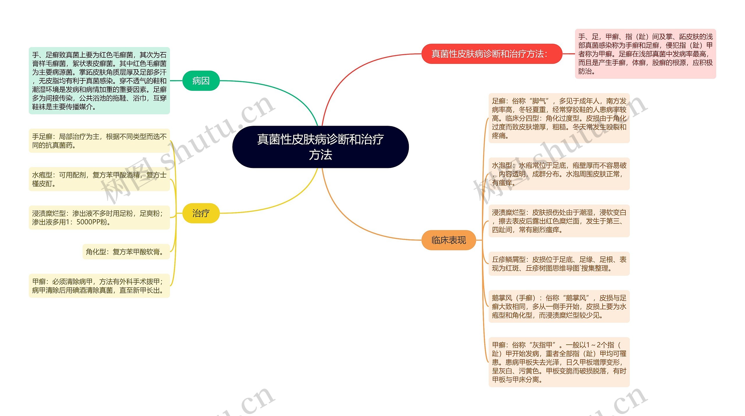 真菌性皮肤病诊断和治疗方法思维导图