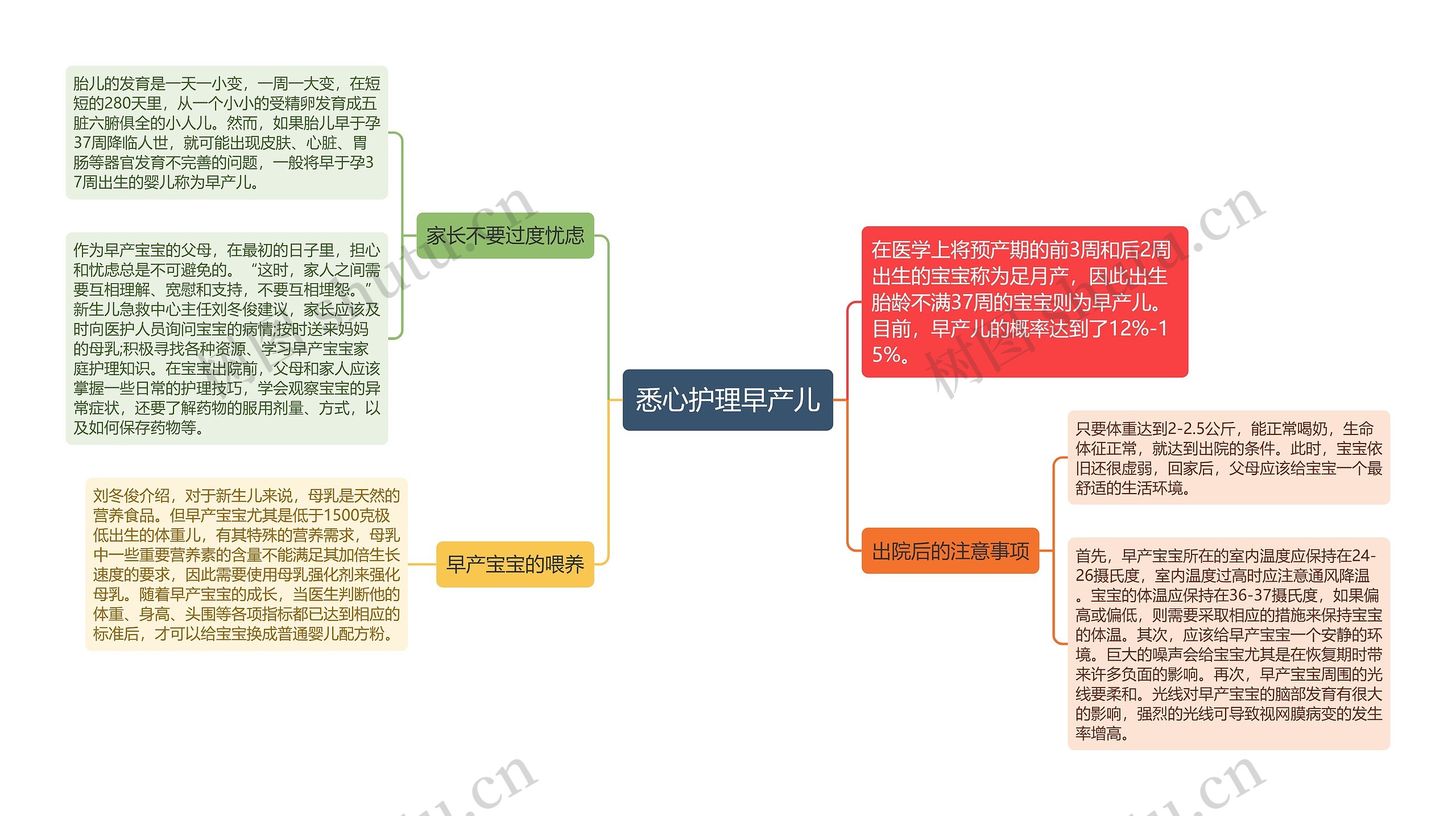 悉心护理早产儿思维导图