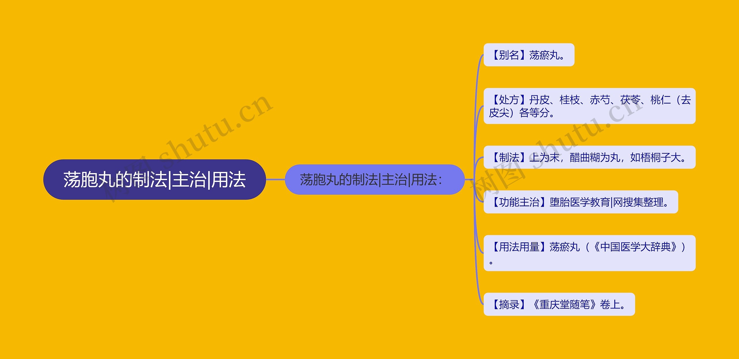 荡胞丸的制法|主治|用法思维导图