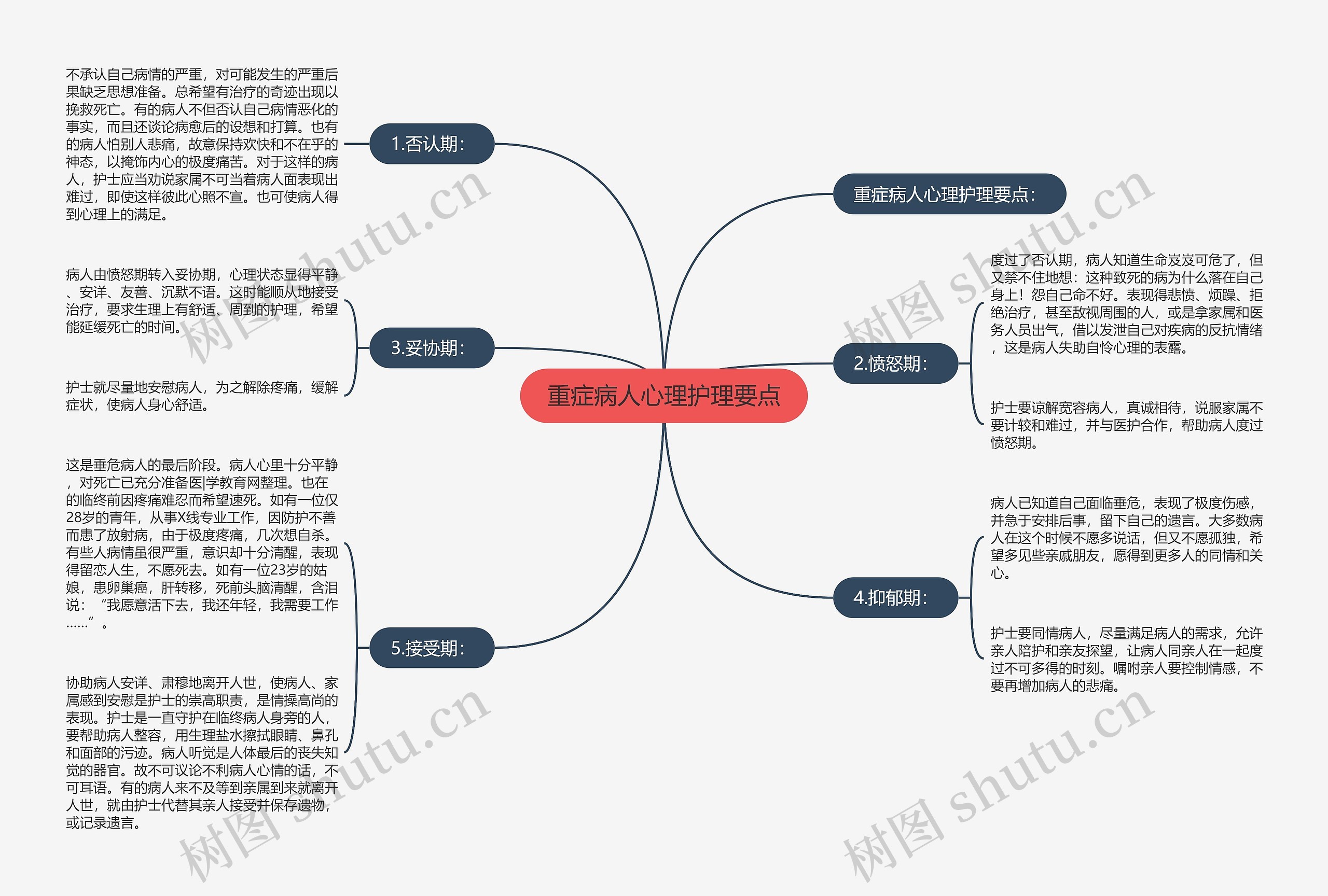 重症病人心理护理要点思维导图