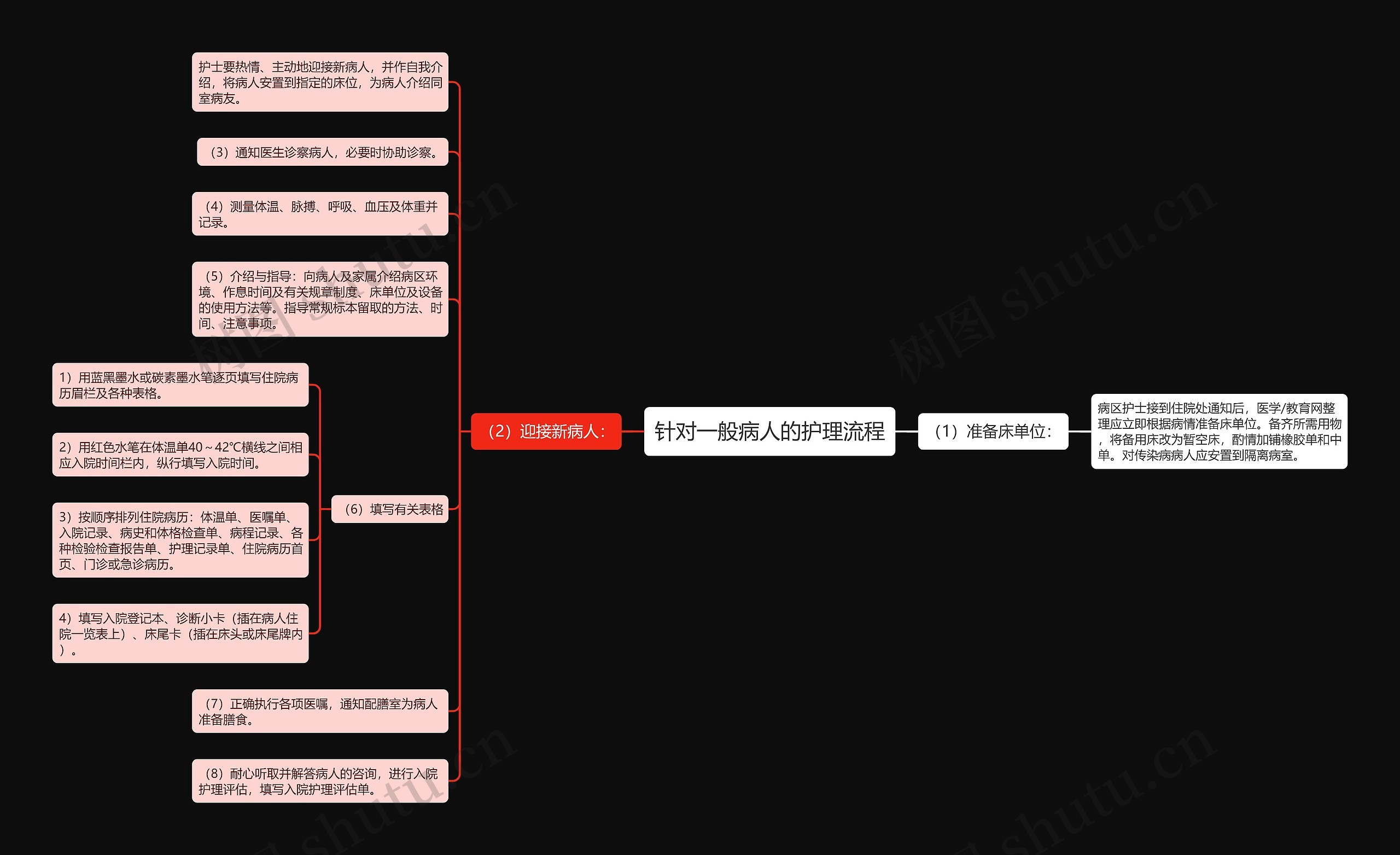 针对一般病人的护理流程思维导图