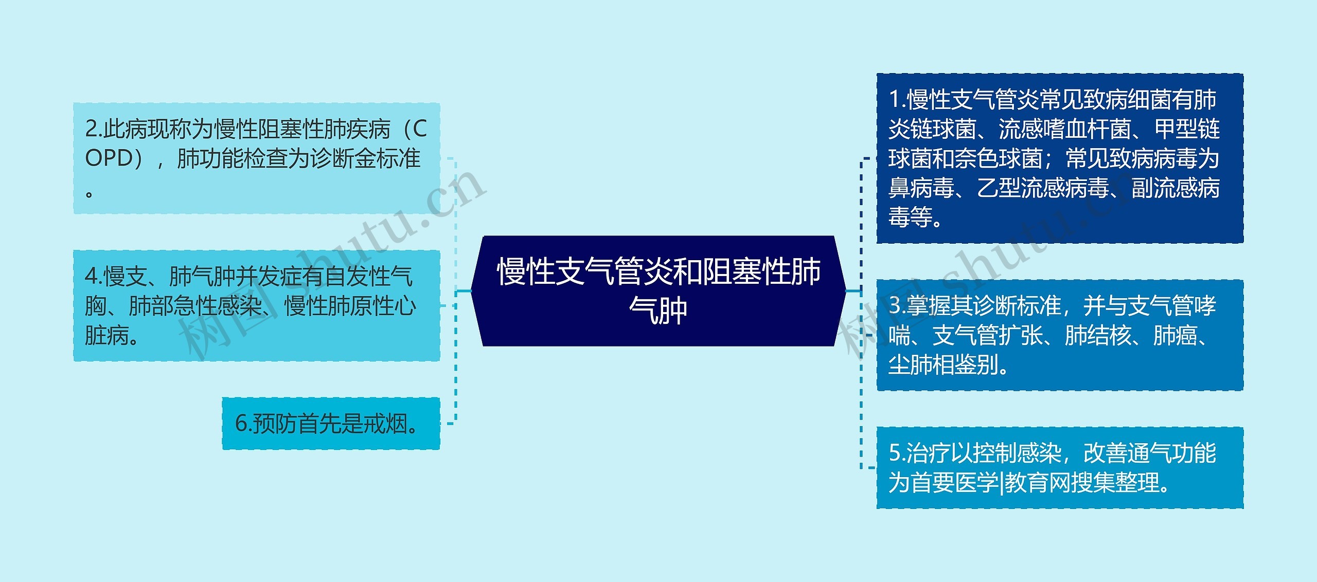 慢性支气管炎和阻塞性肺气肿思维导图