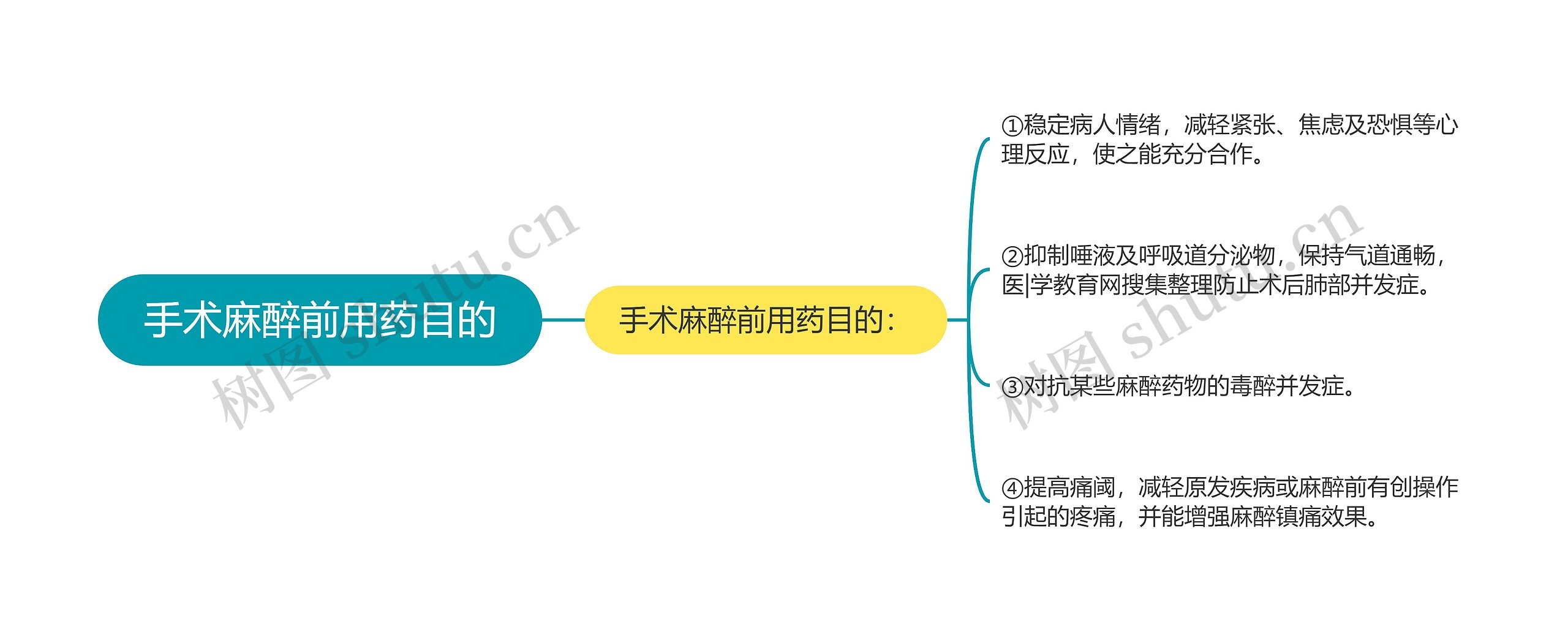 手术麻醉前用药目的思维导图