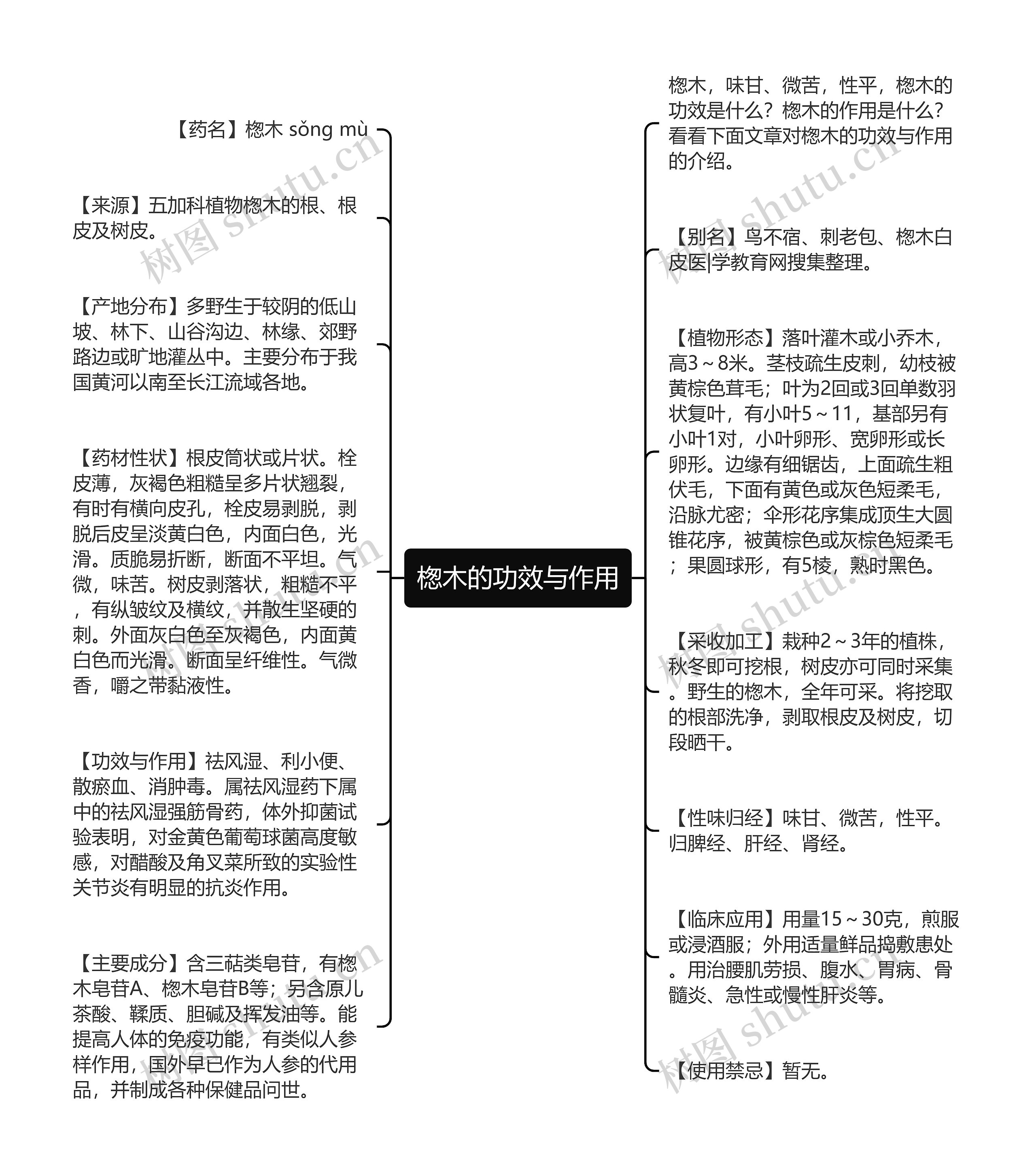 楤木的功效与作用思维导图